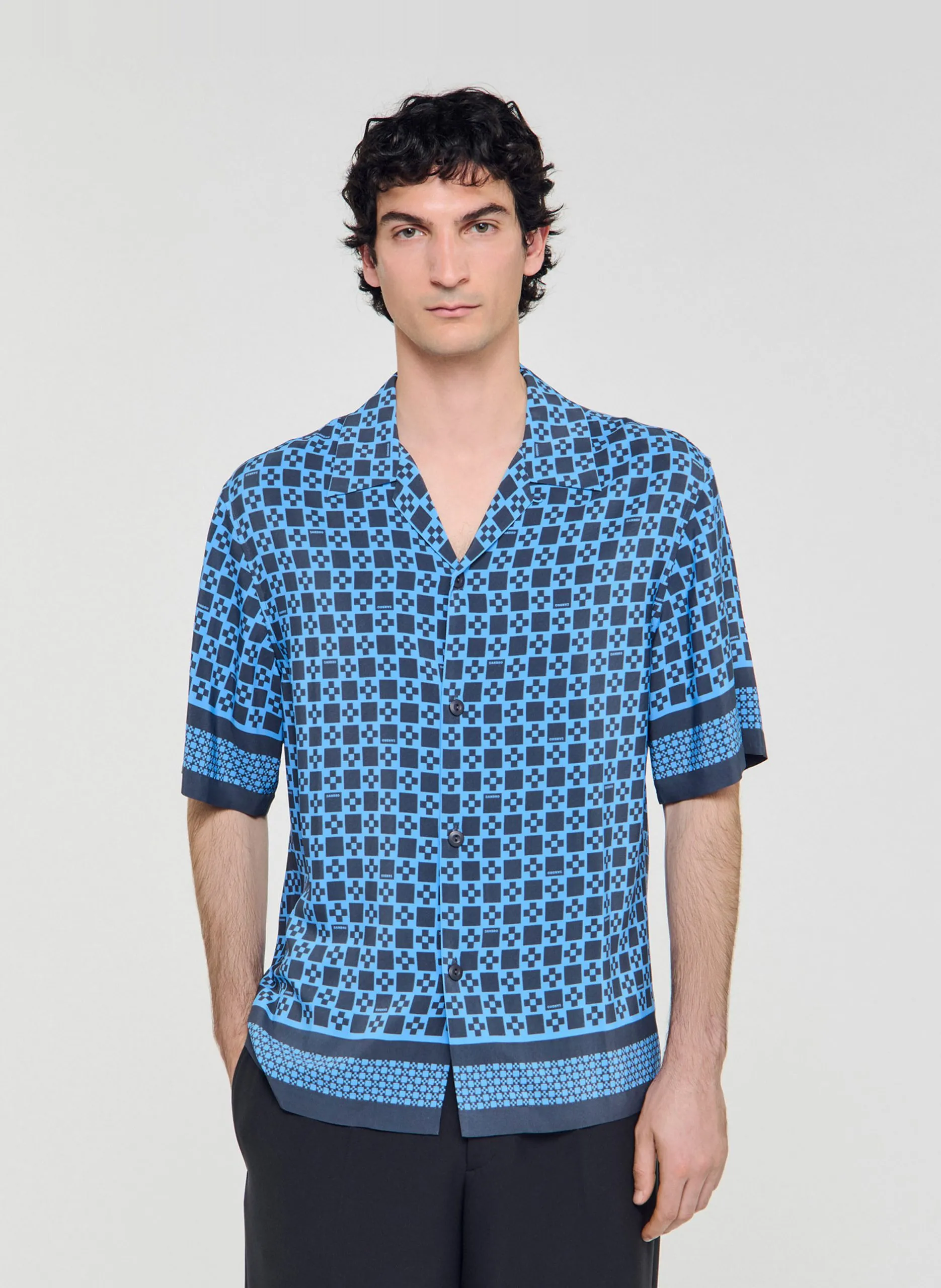 Chemisier droit imprimé Bleu