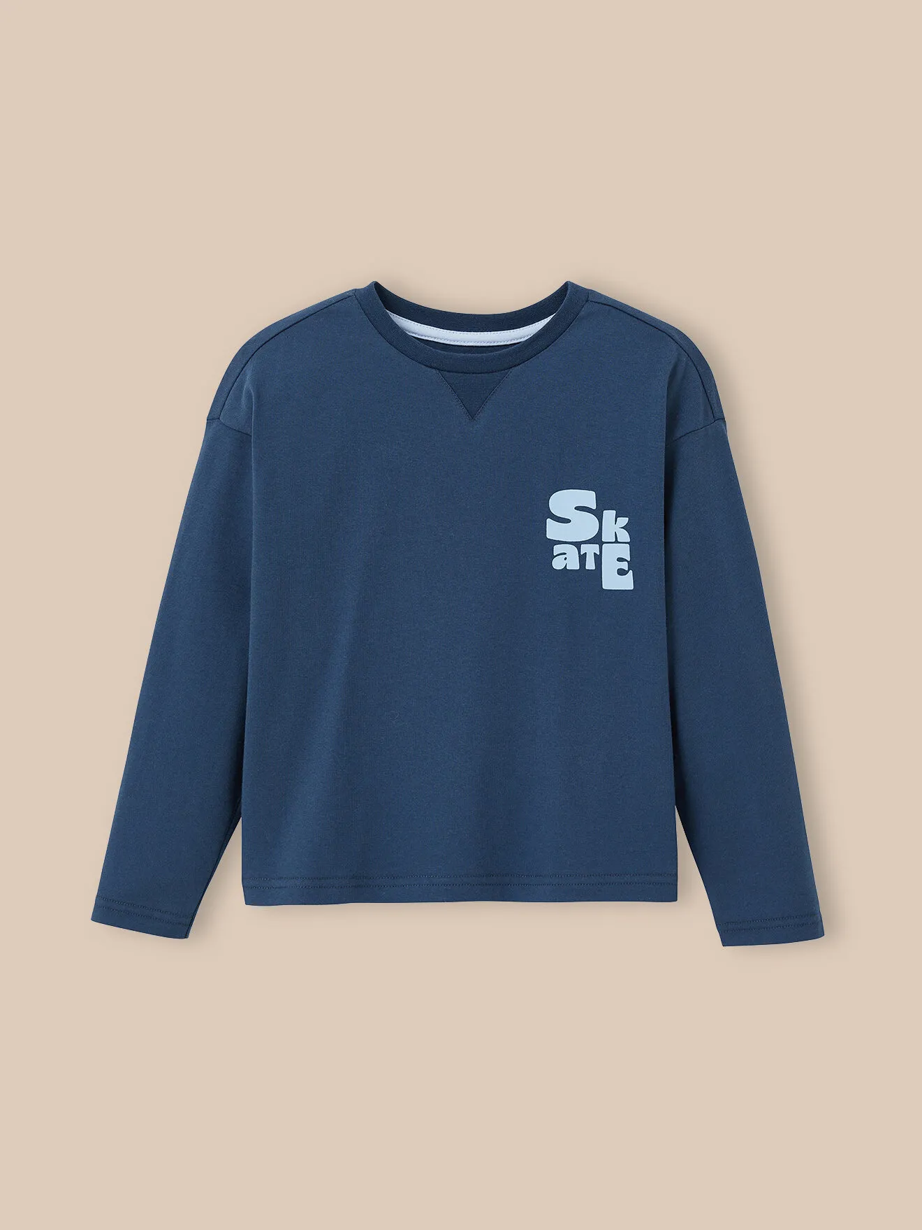 T-shirt en jersey épais en coton biologique Bleu