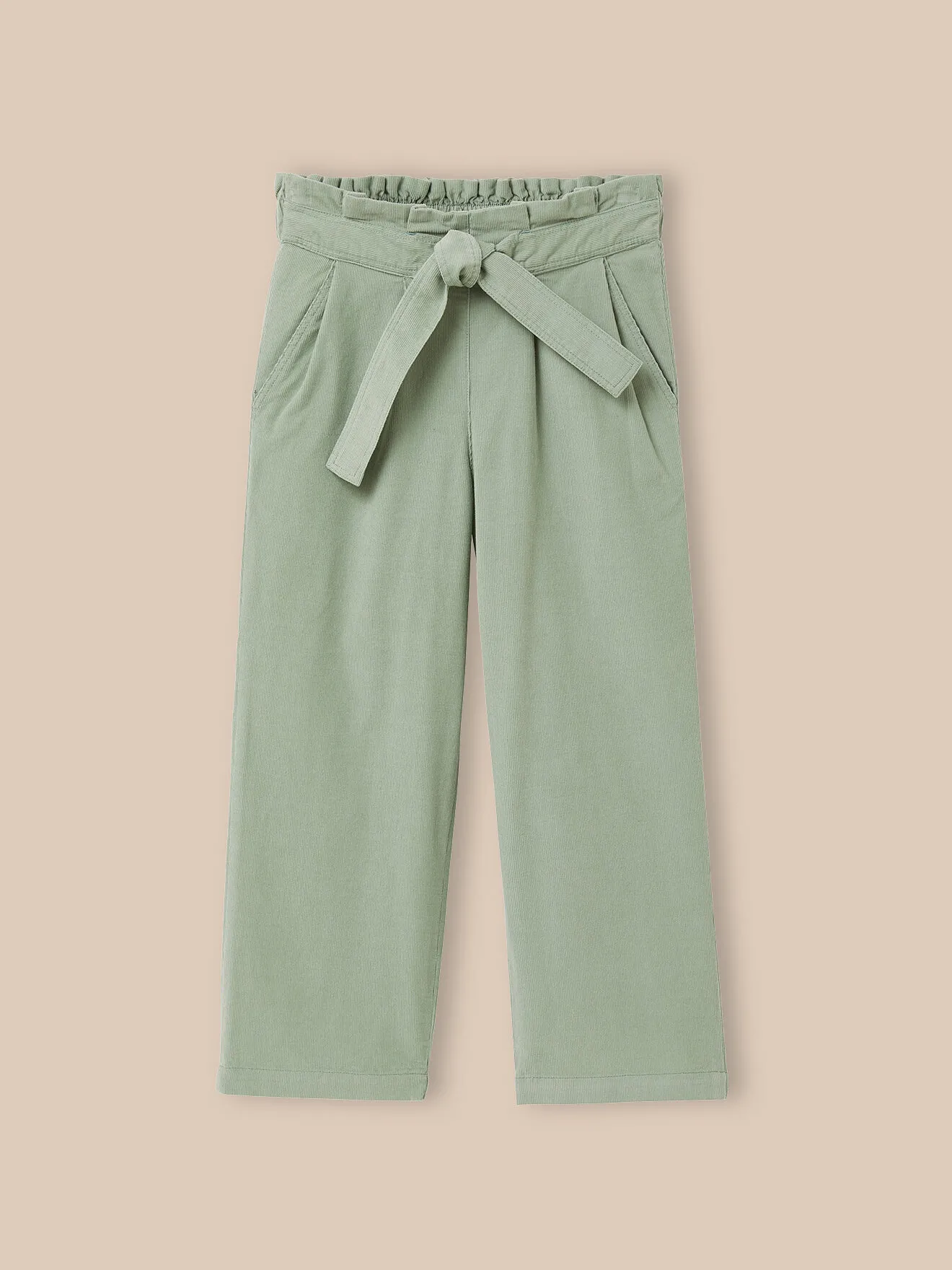 Pantalon large en velours Vert