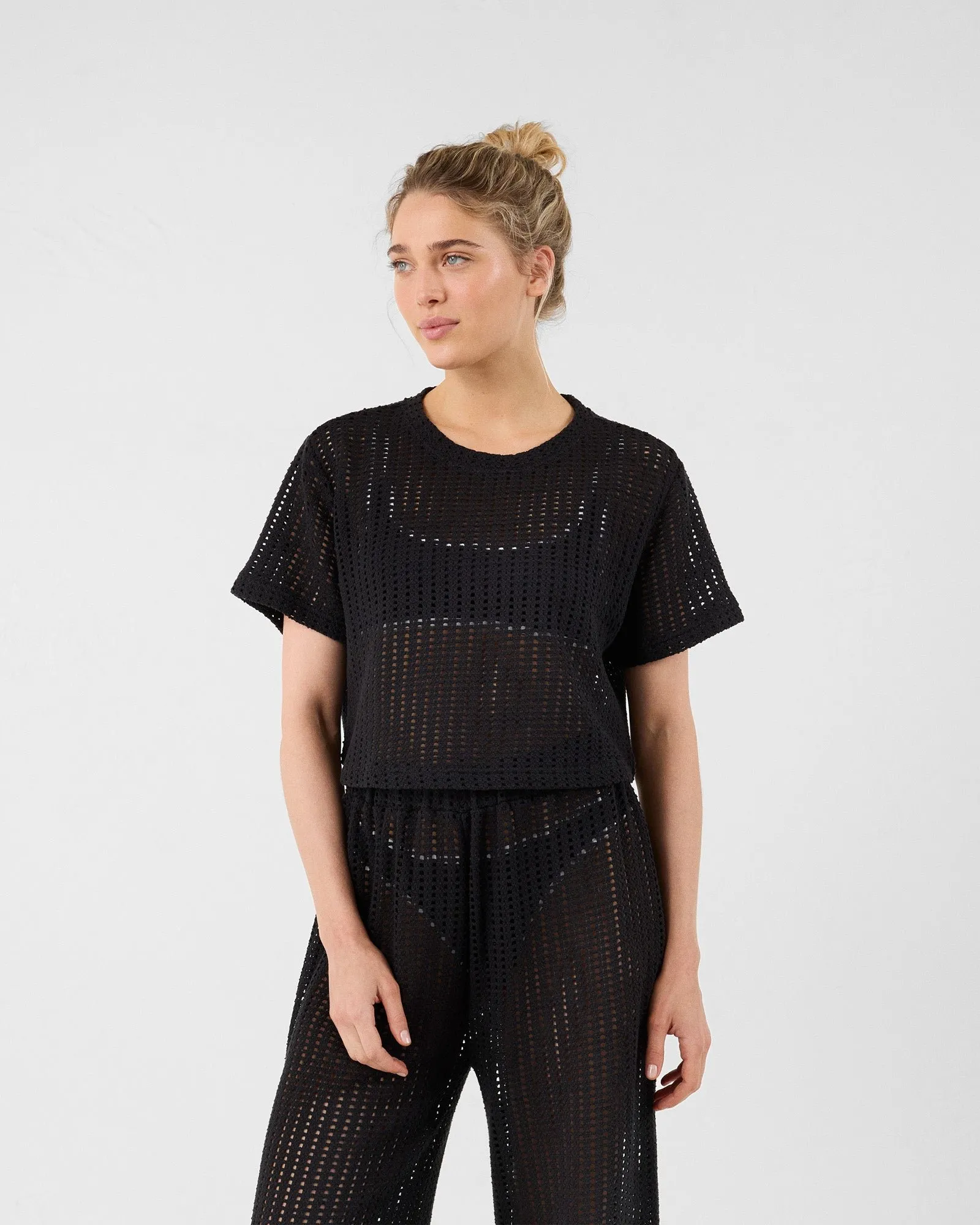 T-shirt col rond en maille de coton giada Noir