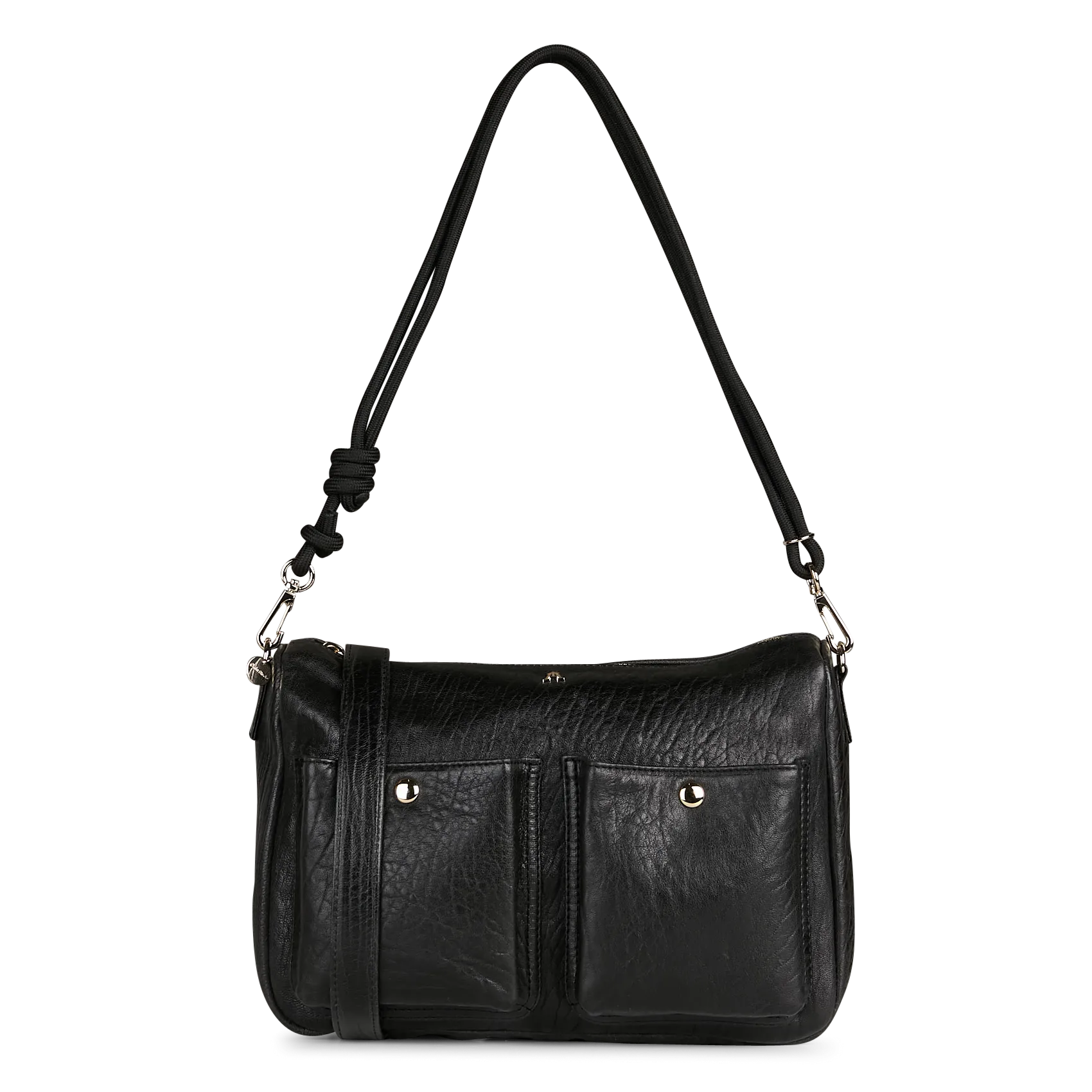 Sac bandoulière en cuir craquelé Noir SYSTEME