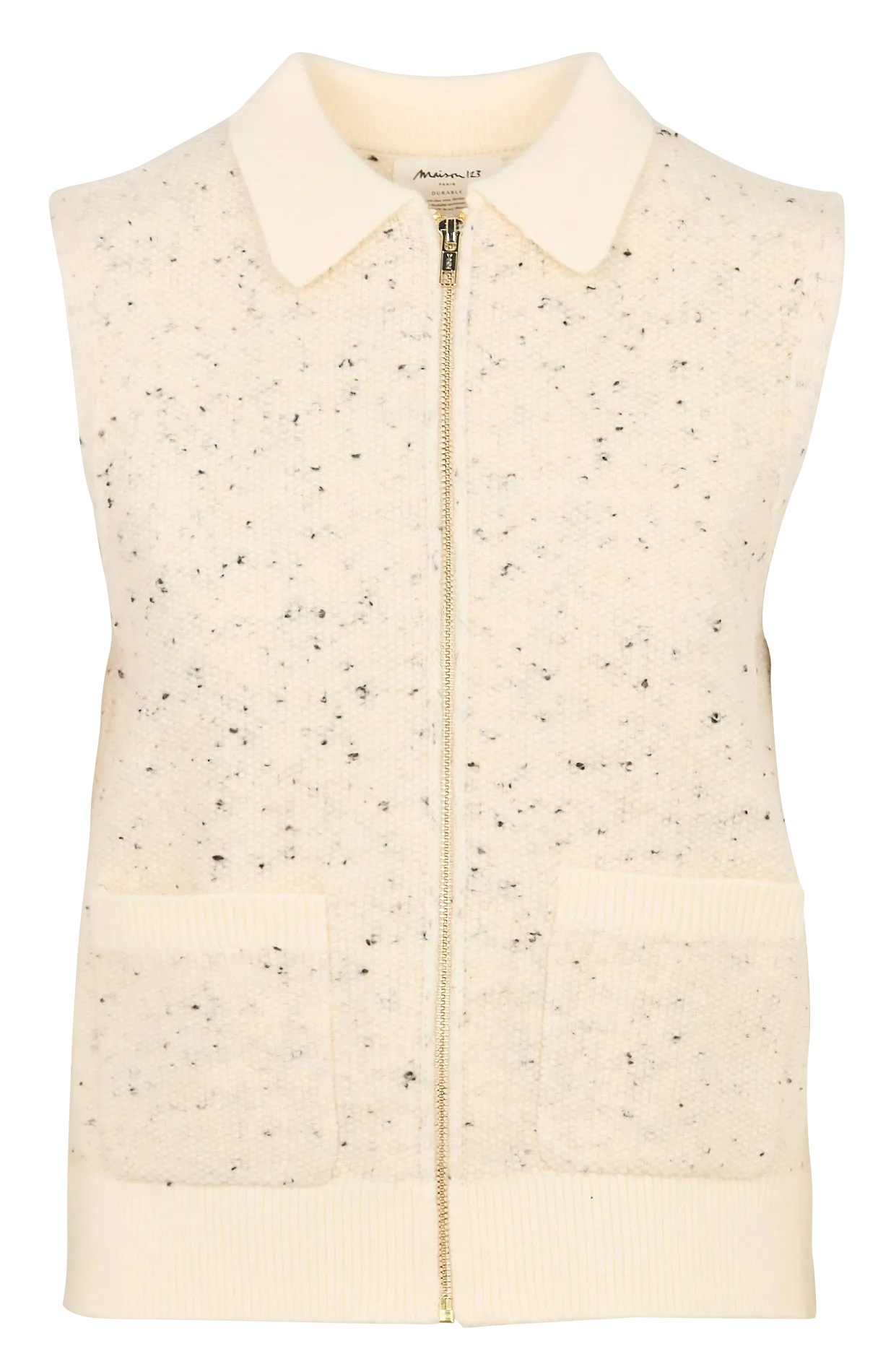Gilet zippé col classique Beige BENJI