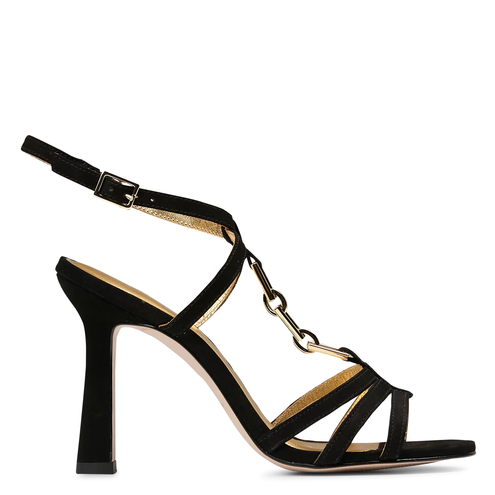 Sandales à talon en cuir nubuck Noir OXANE