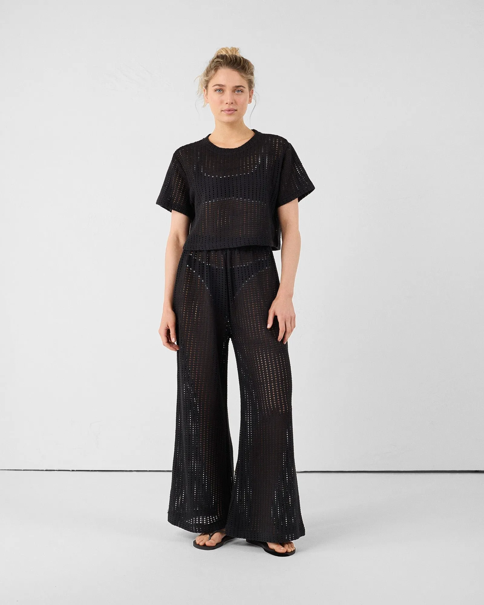 Pantalon en maille de coton virginia Noir