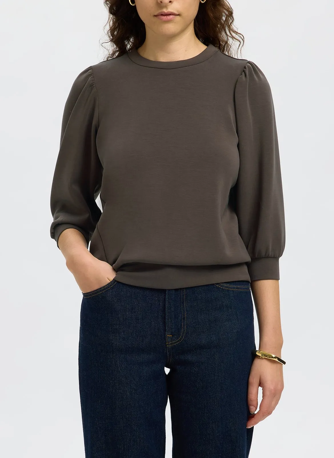 Pull col rond Marron TENNY