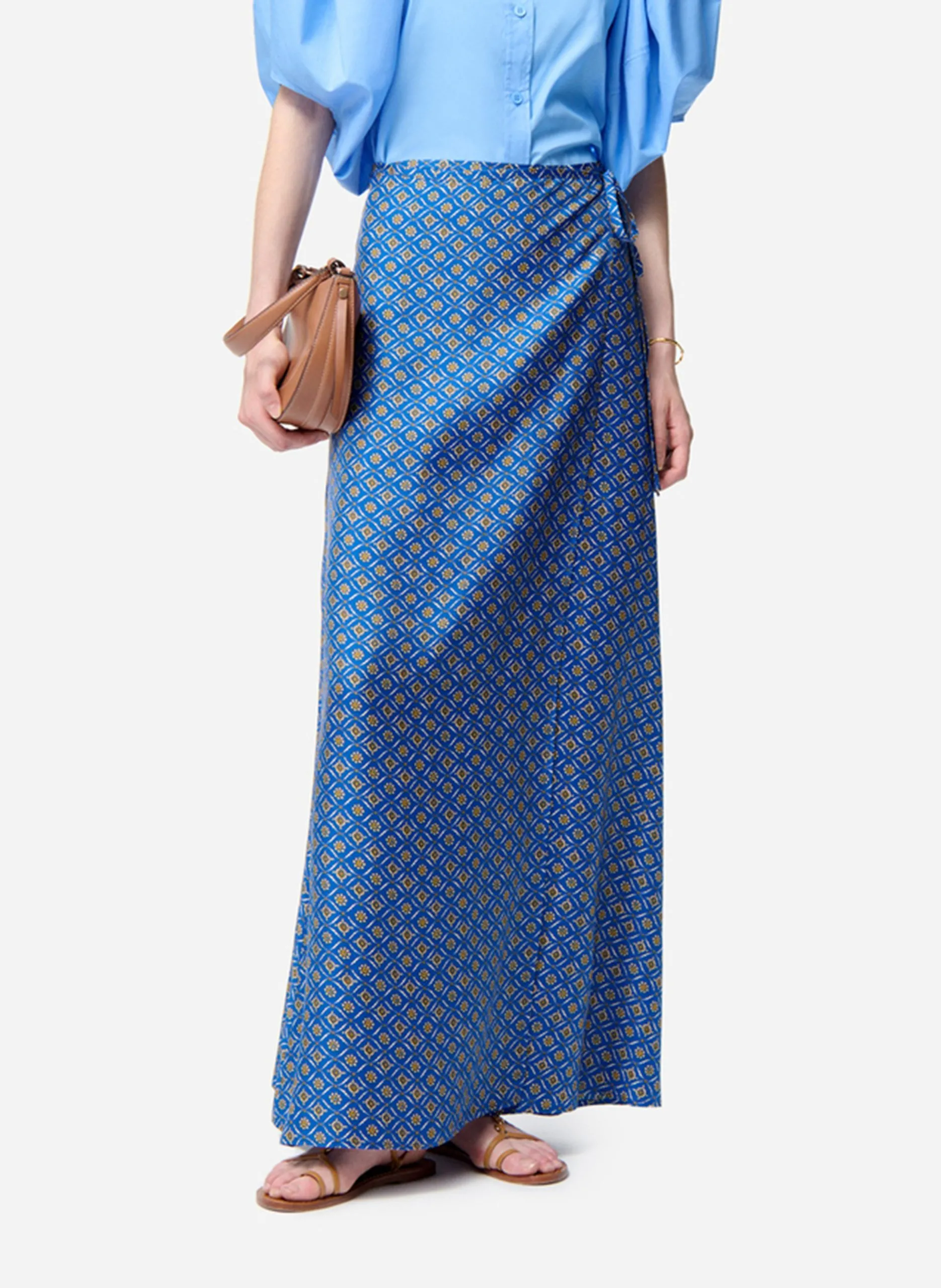 Jupe longue portefeuille Bleu FRIKA