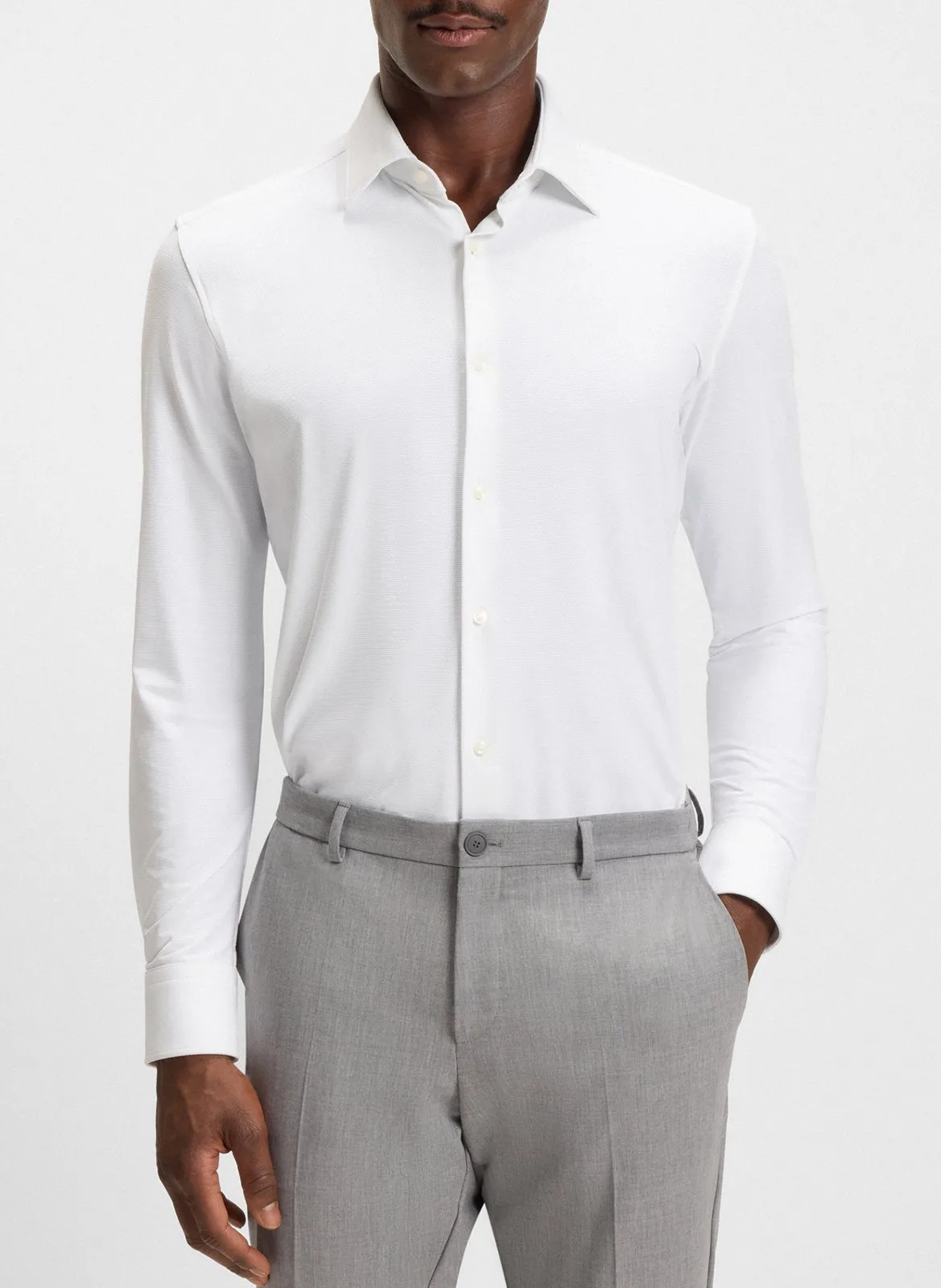 Chemise col classique slim fit Blanc
