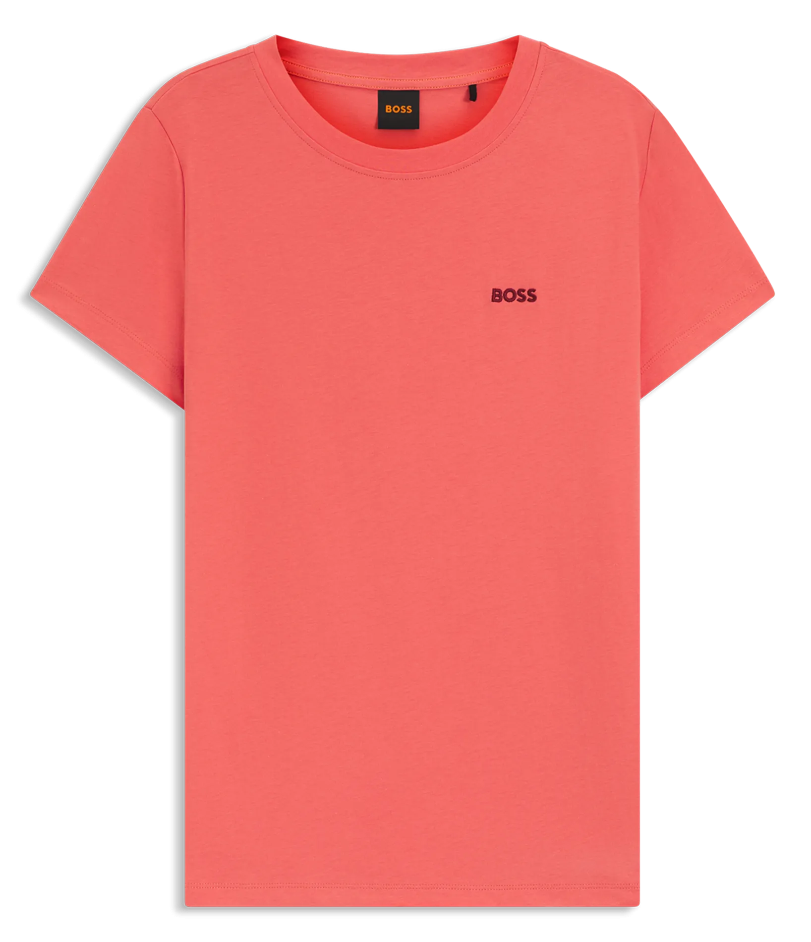 Tee-shirt droit col rond brodé en laine vierge Rouge