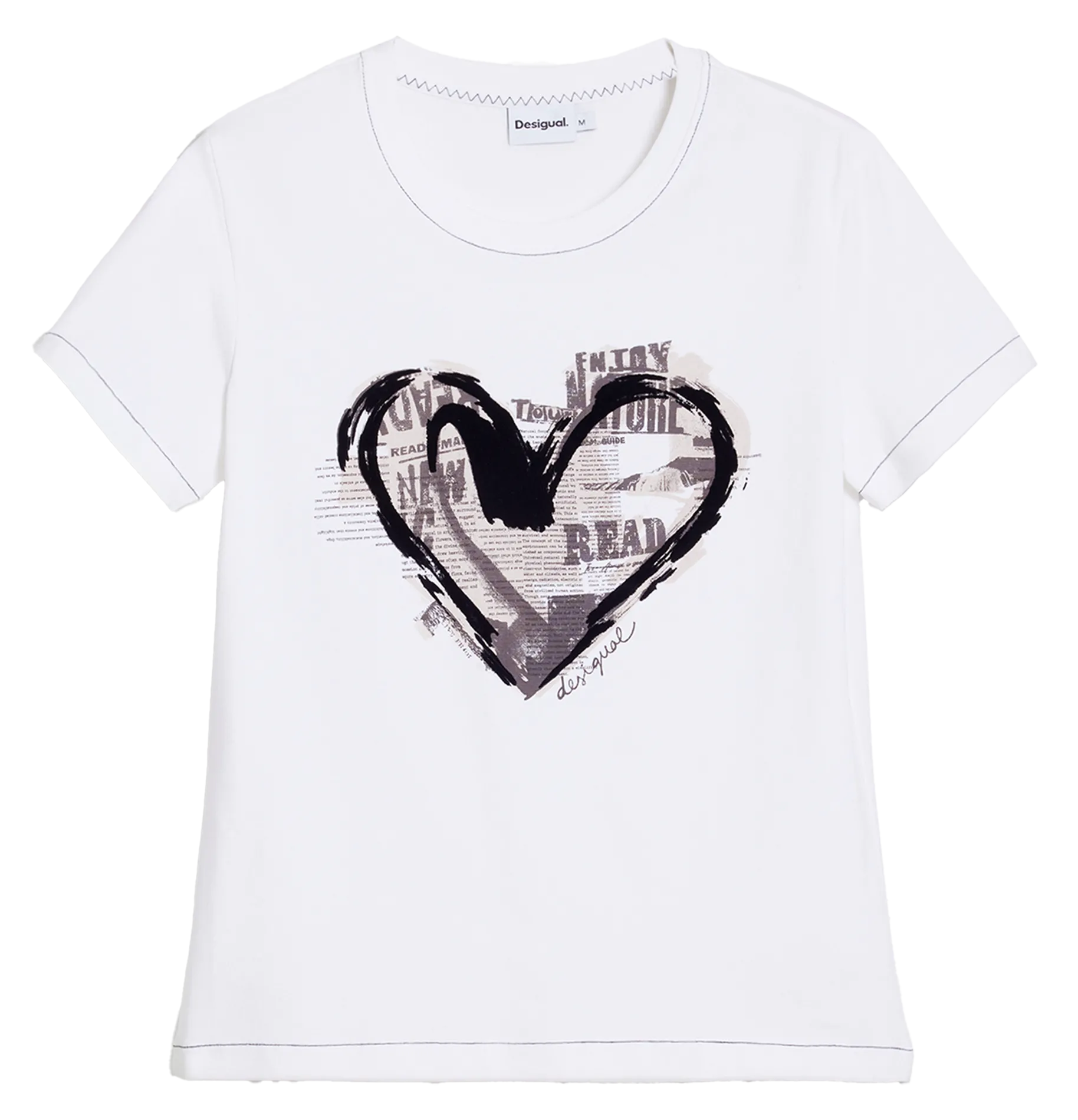 Tee-shirt droit en coton mélangé imprimé Blanc