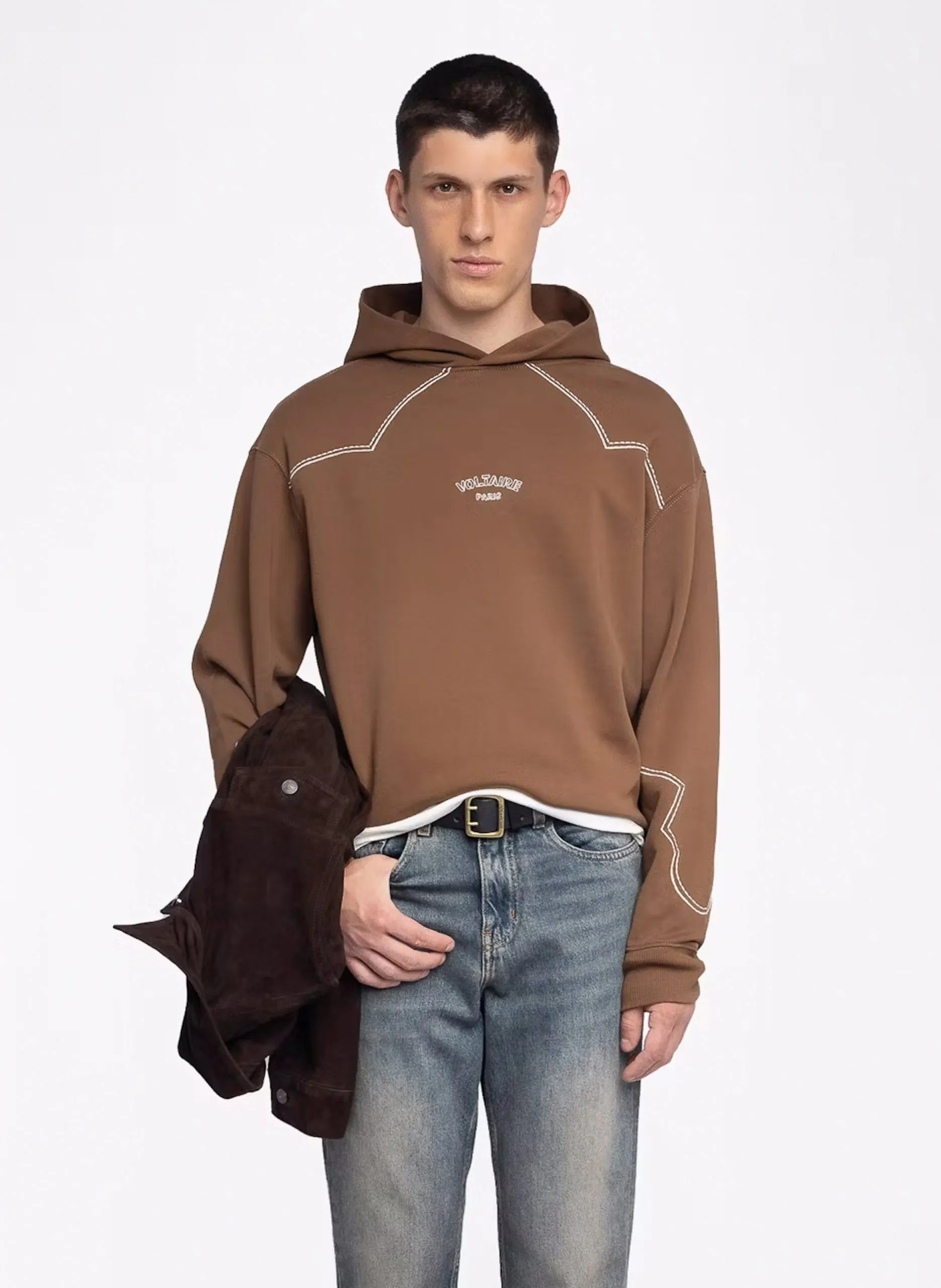 Sweat à capuche en coton Marron SWEENY