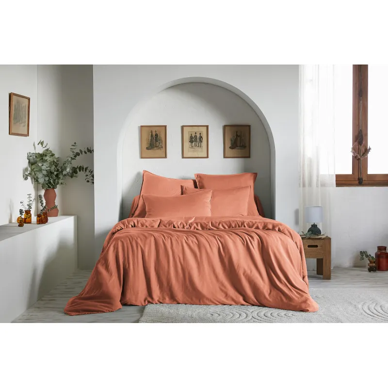 Pack complet housse de couette "lysandre" toutes dimensions "lyocel" l'effet papillon Rouge
