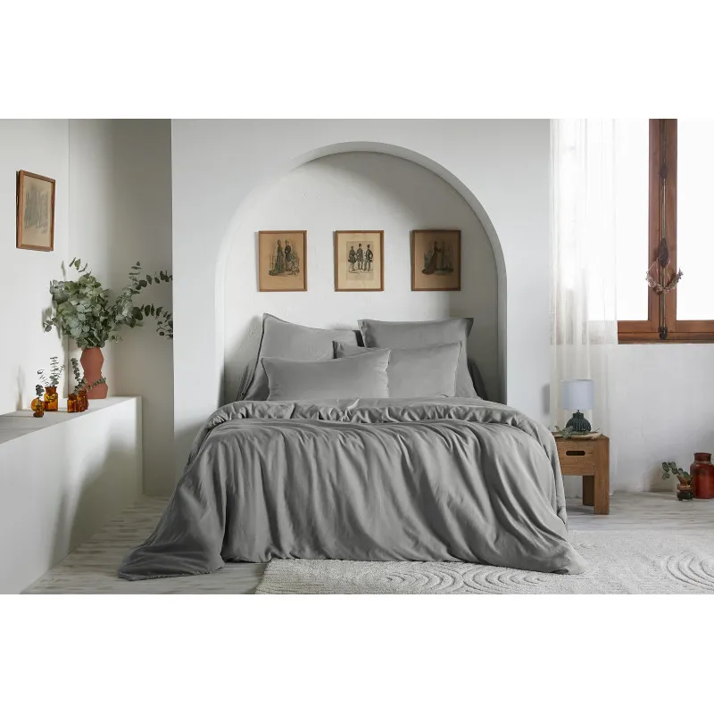 Pack complet housse de couette "lysandre" toutes dimensions "lyocel" l'effet papillon Gris