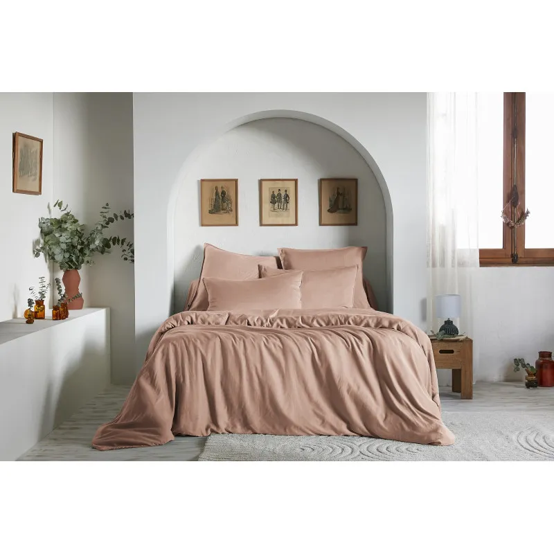 Pack complet housse de couette "lysandre" toutes dimensions "lyocel" l'effet papillon Rose