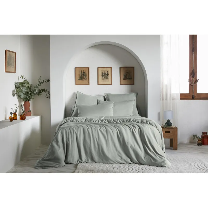 Pack complet housse de couette "lysandre" toutes dimensions "lyocel" l'effet papillon Vert