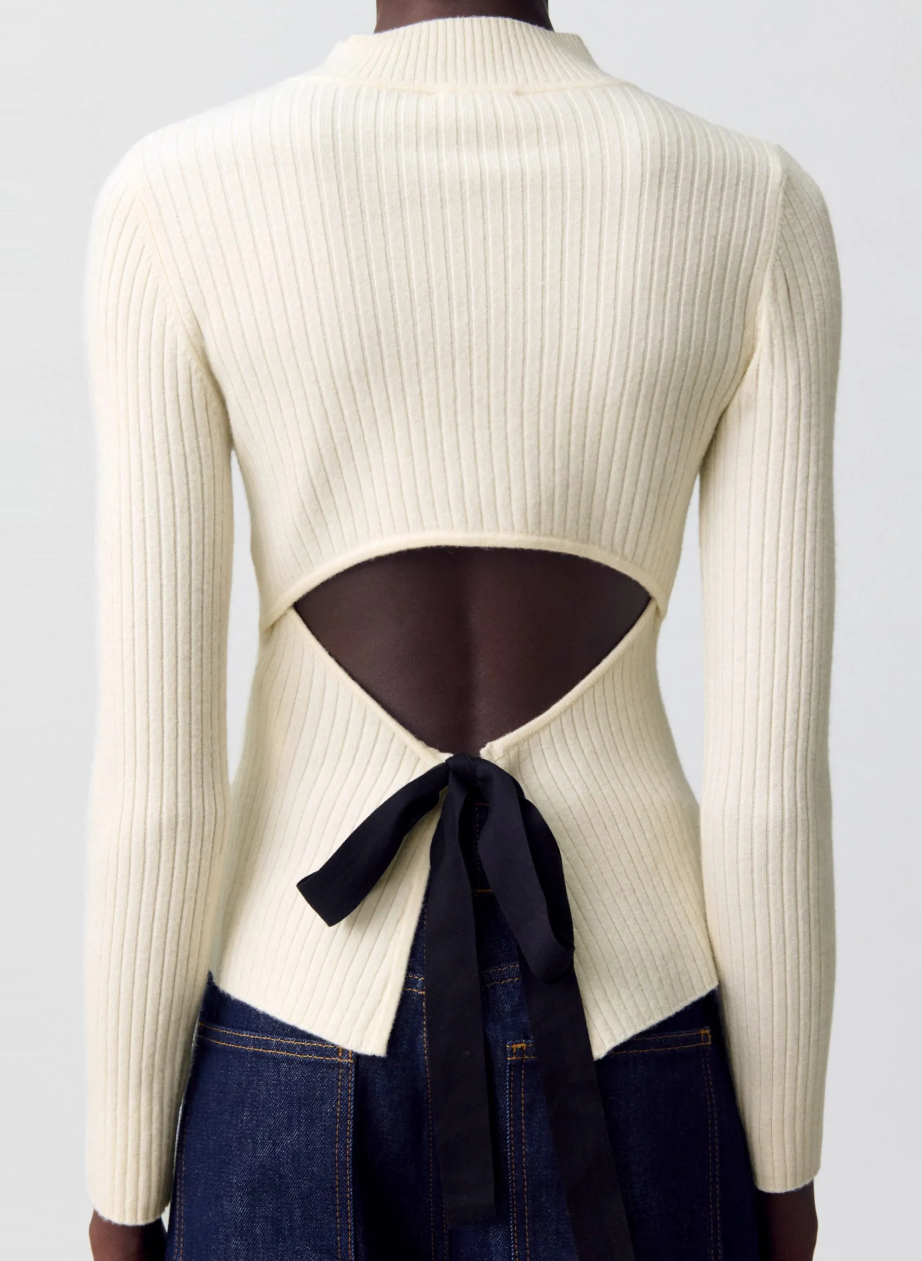 Pull col rond en laine mélangée Beige MARITIME