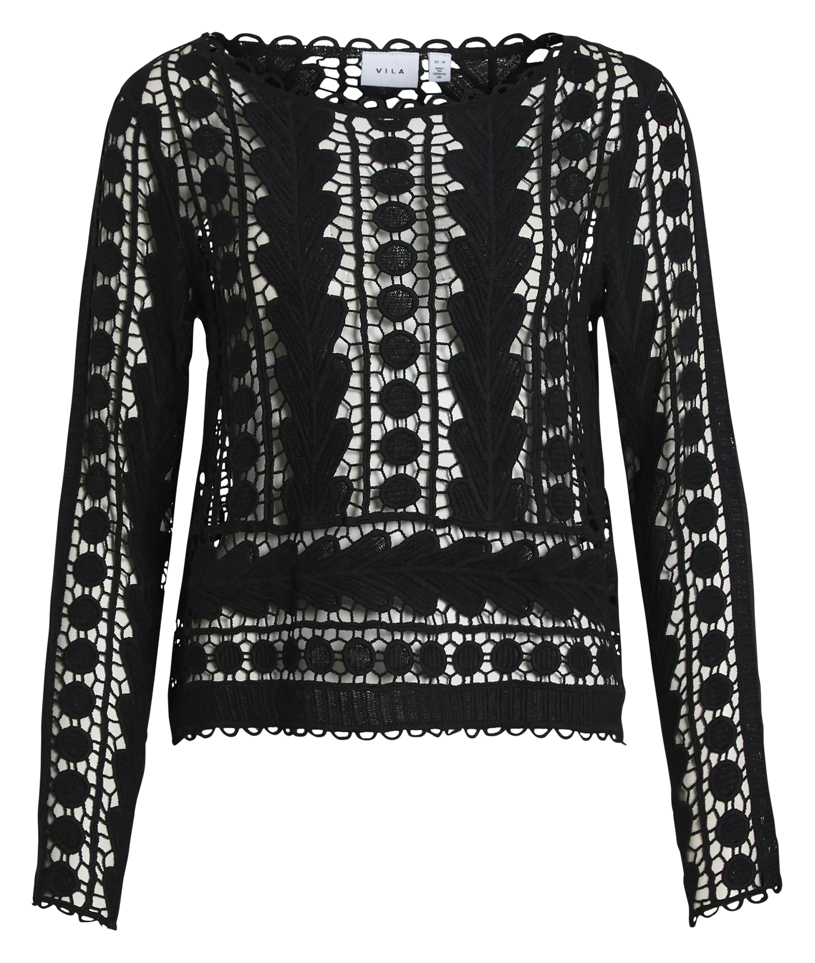 Top dentelle manches longues Noir HEAZY