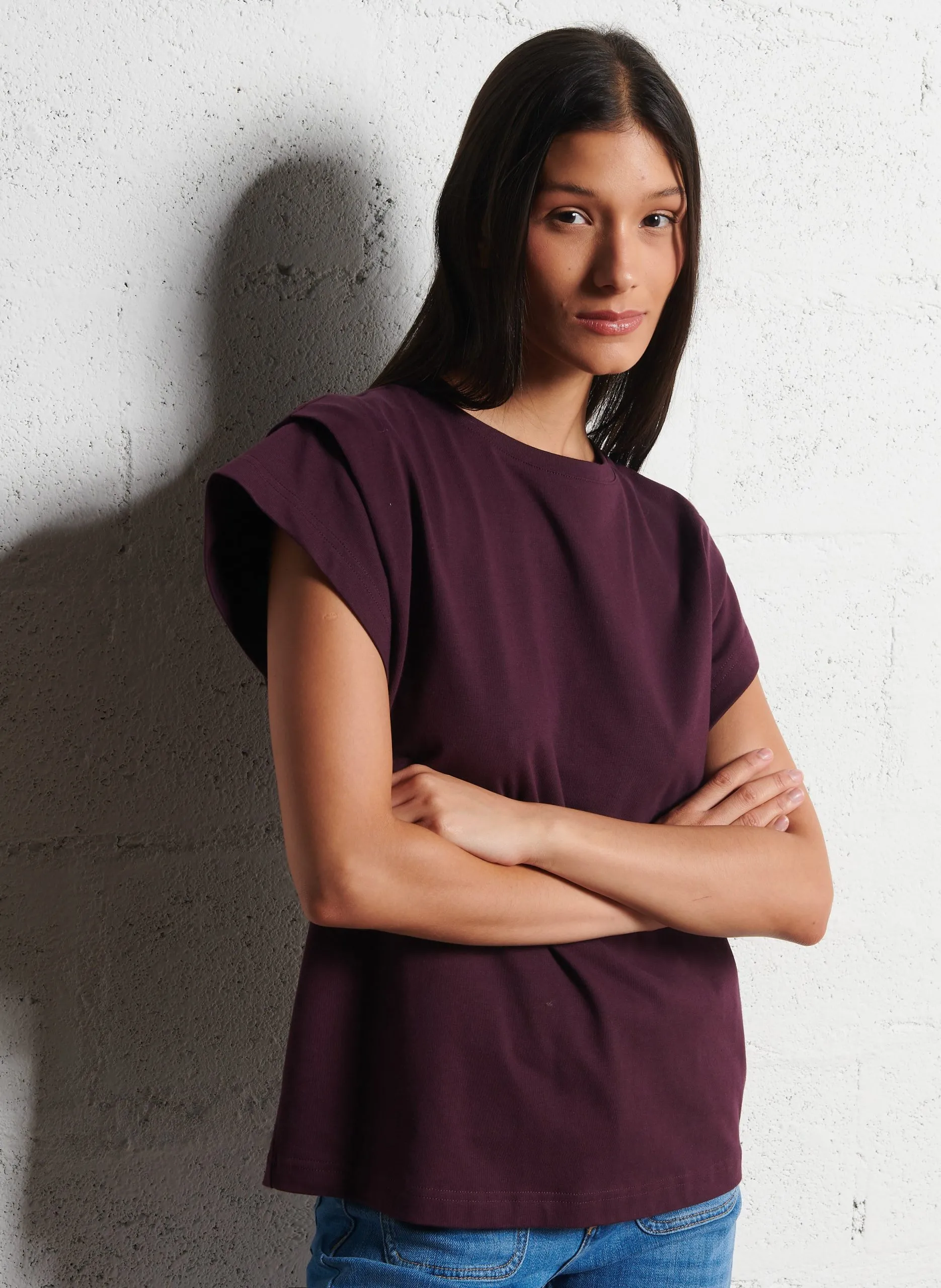 Tee-shirt droit manches courtes Prune PIO