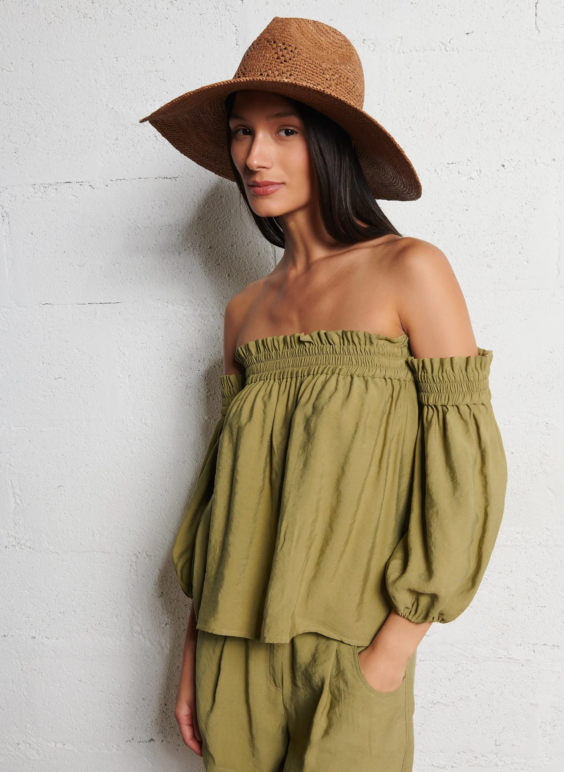 Top col bardot Kaki DALILA