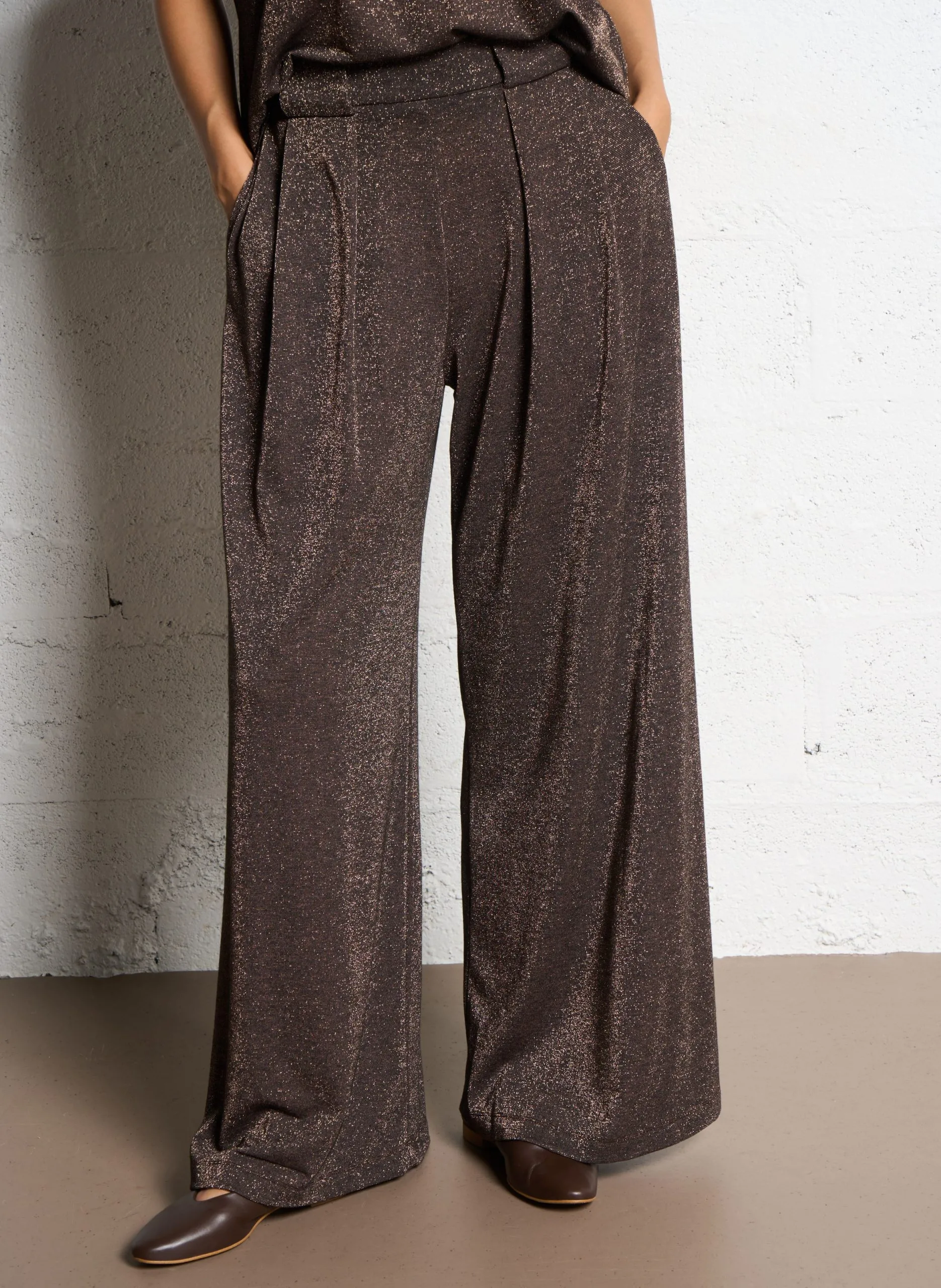 Pantalon large à paillettes Prune ASPEN