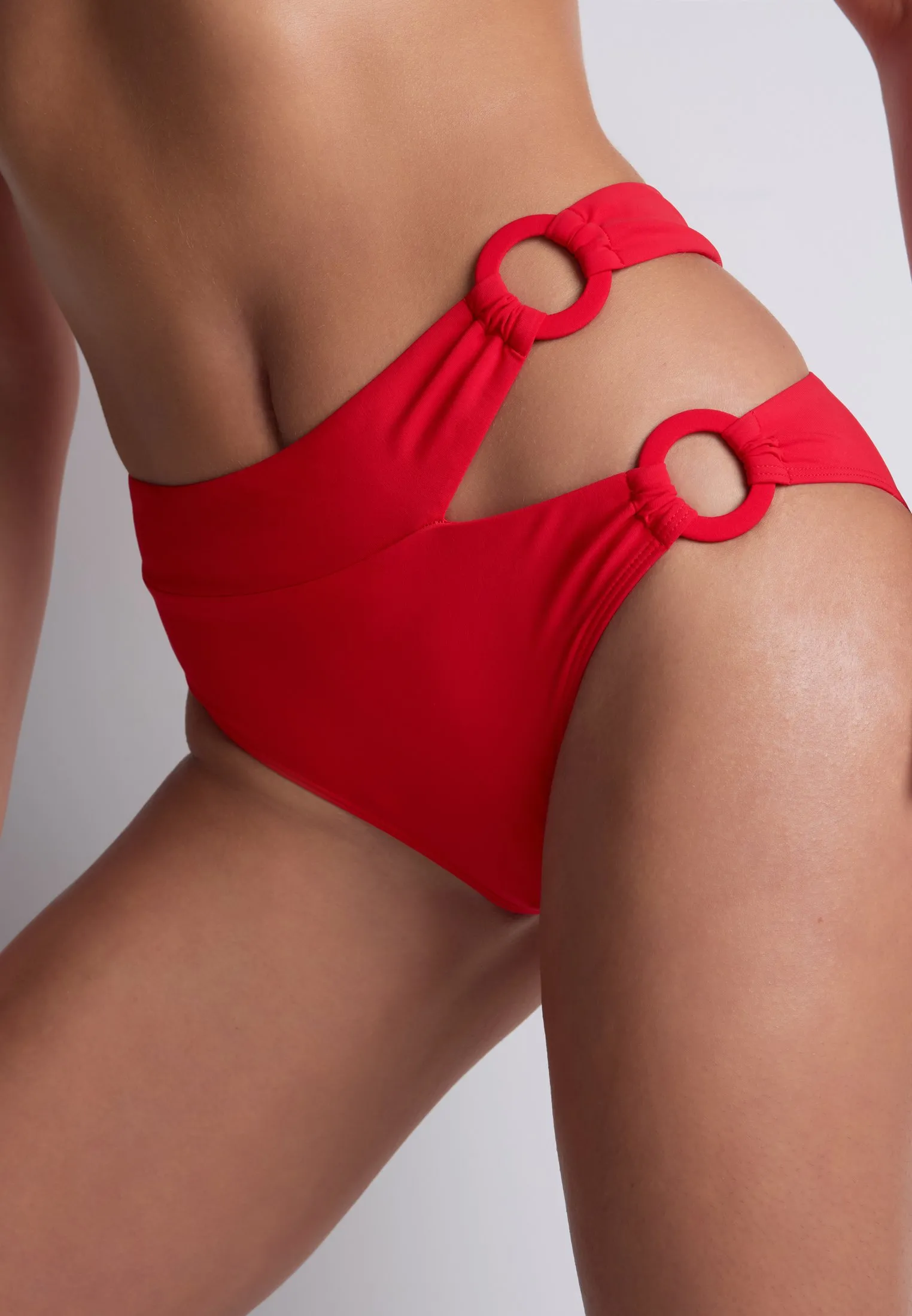 Bas de maillot de bain culotte taille haute Rouge SUMMER ESSENCE