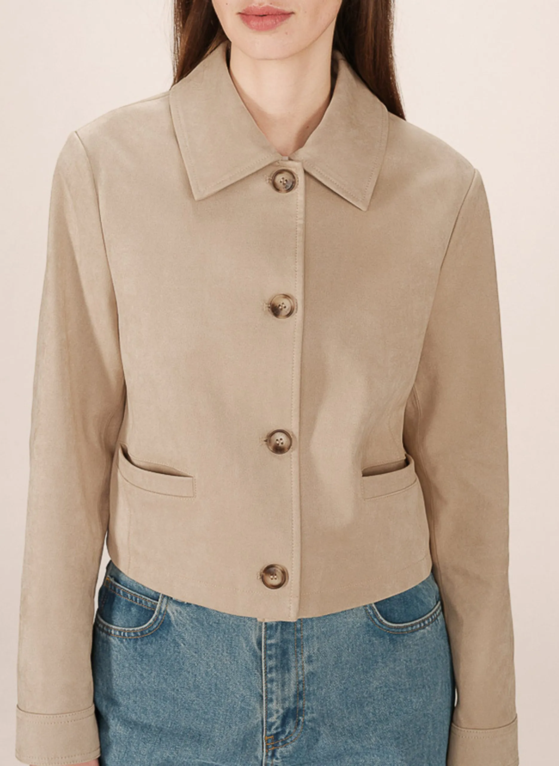 Veste courte col classique Beige SULLIVAN