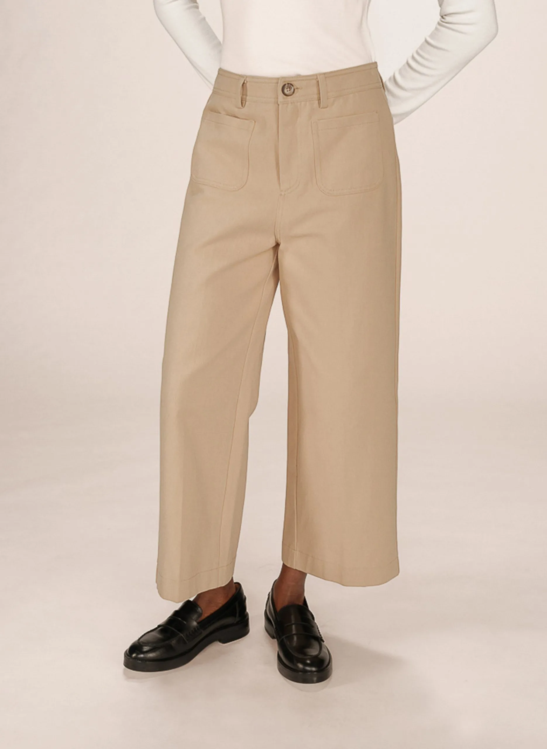 Pantalon droit en coton Marron SOLE
