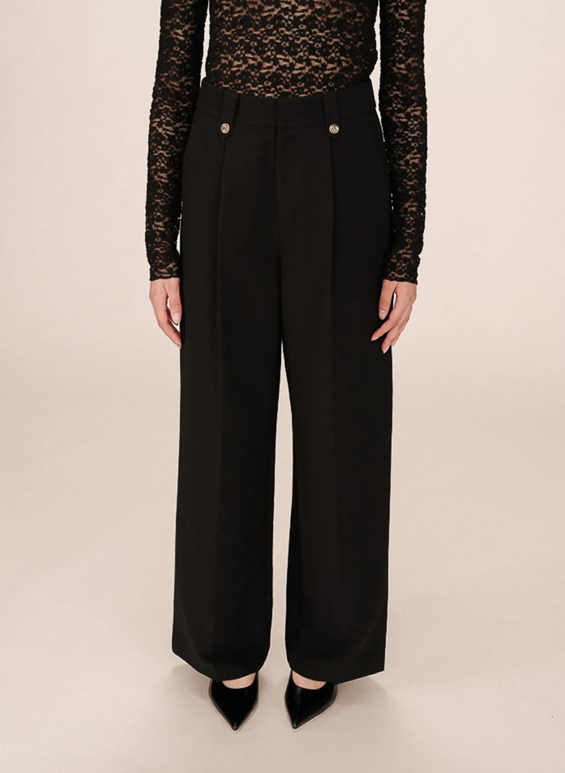 Pantalon droit de tailleur Noir SEPTIME