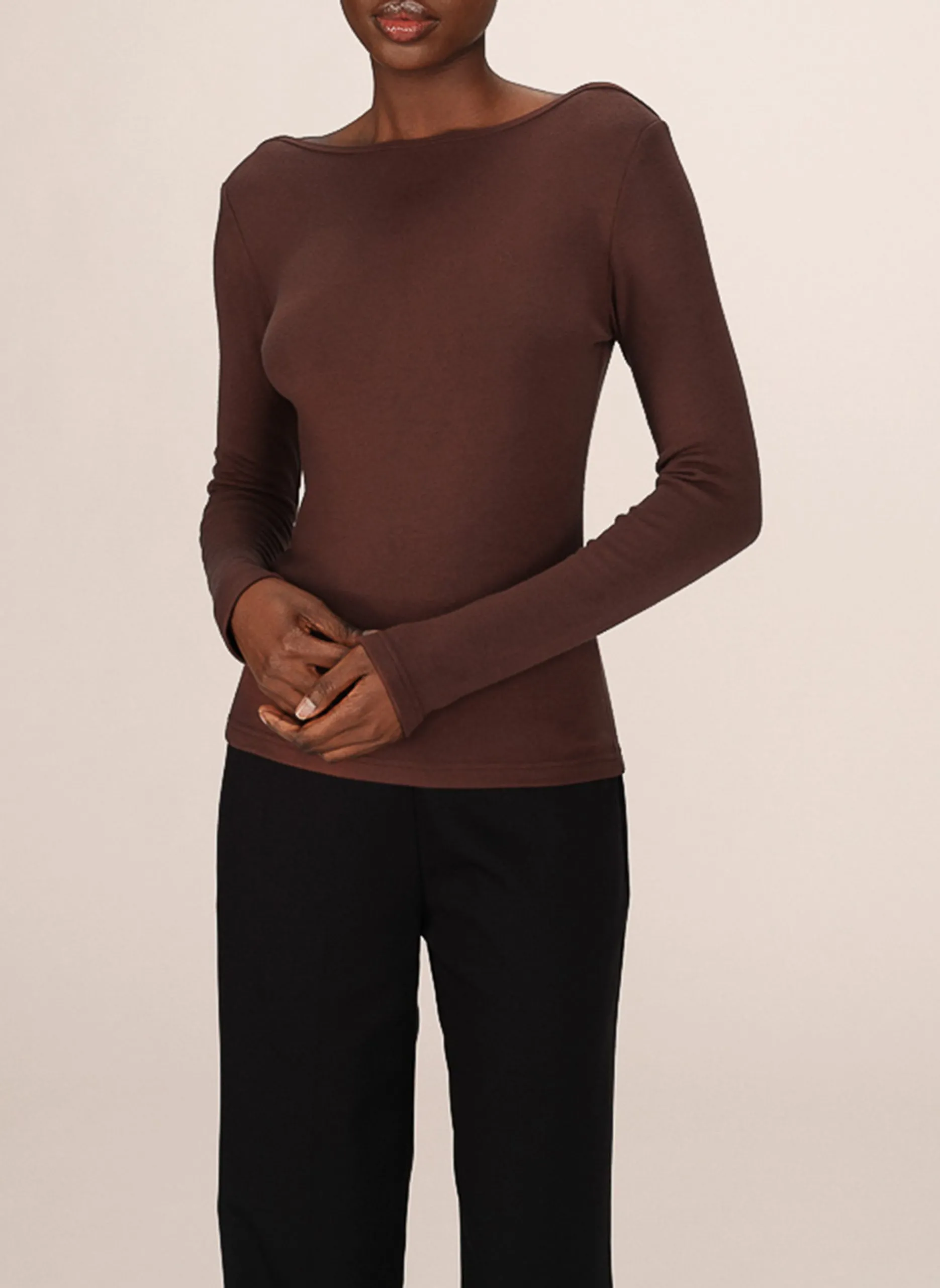 Tee-shirt col bateau Marron STANLEY