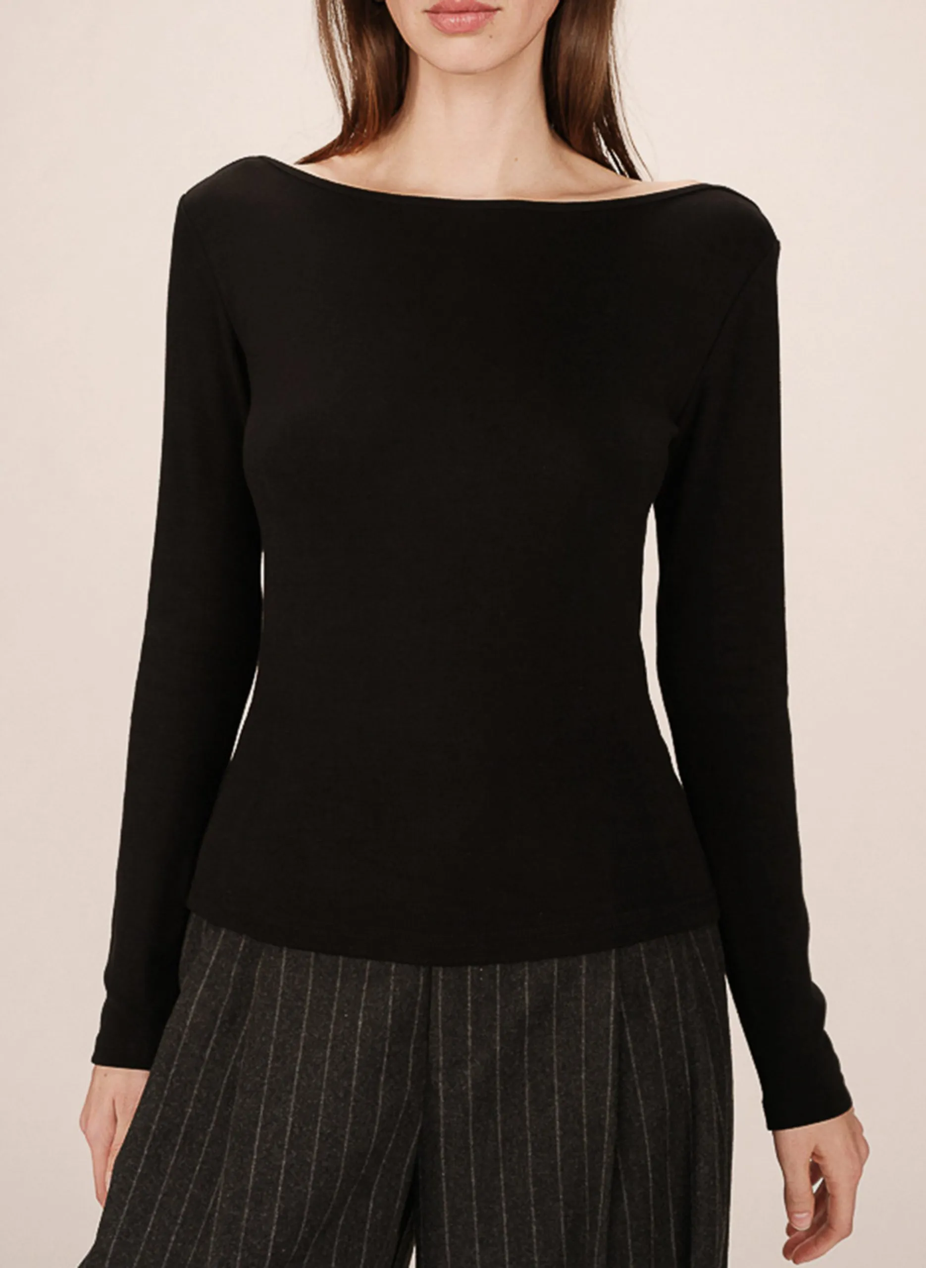 Tee-shirt col bateau Noir STANLEY