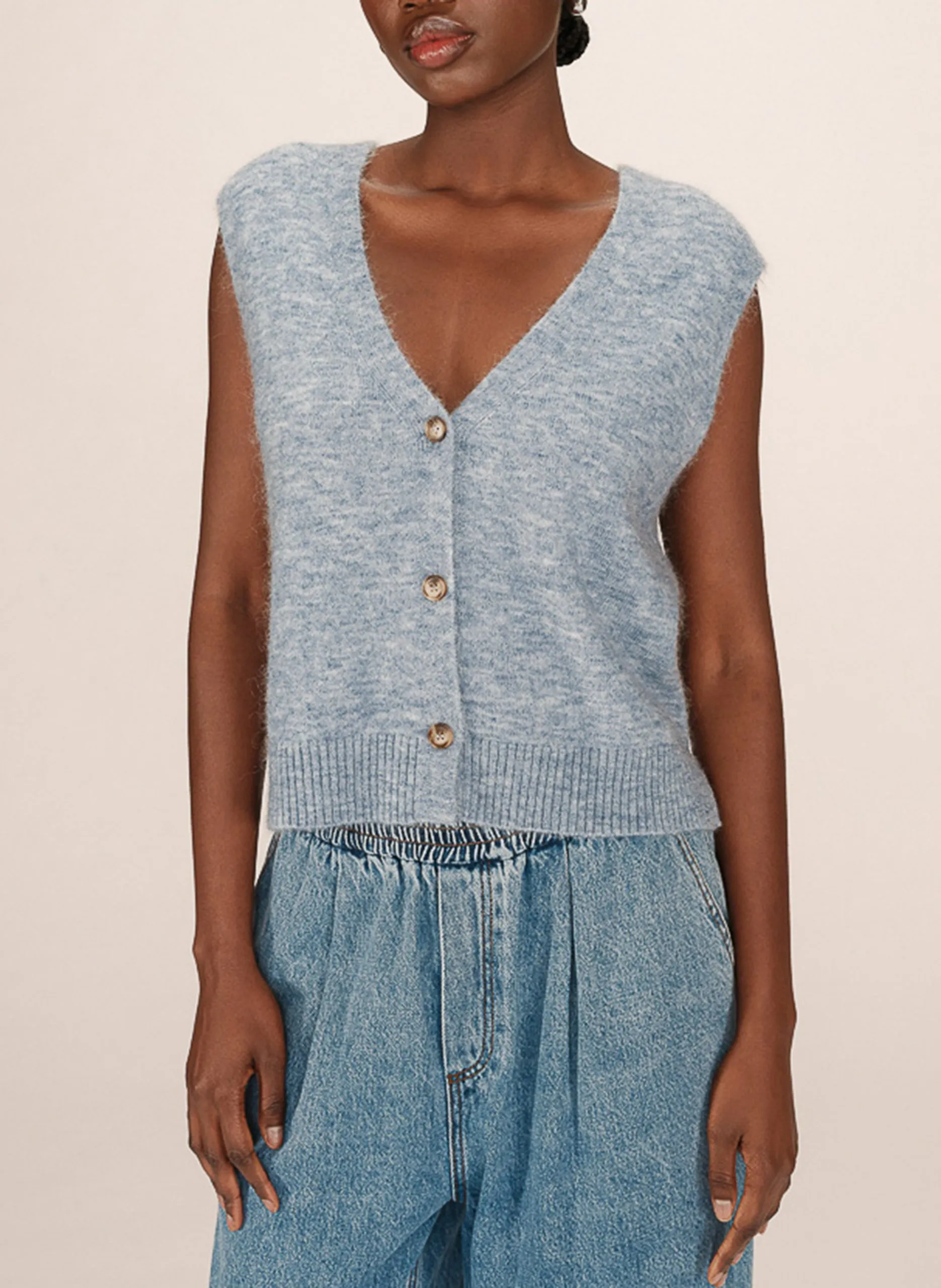 Gilet col V Bleu SANTA