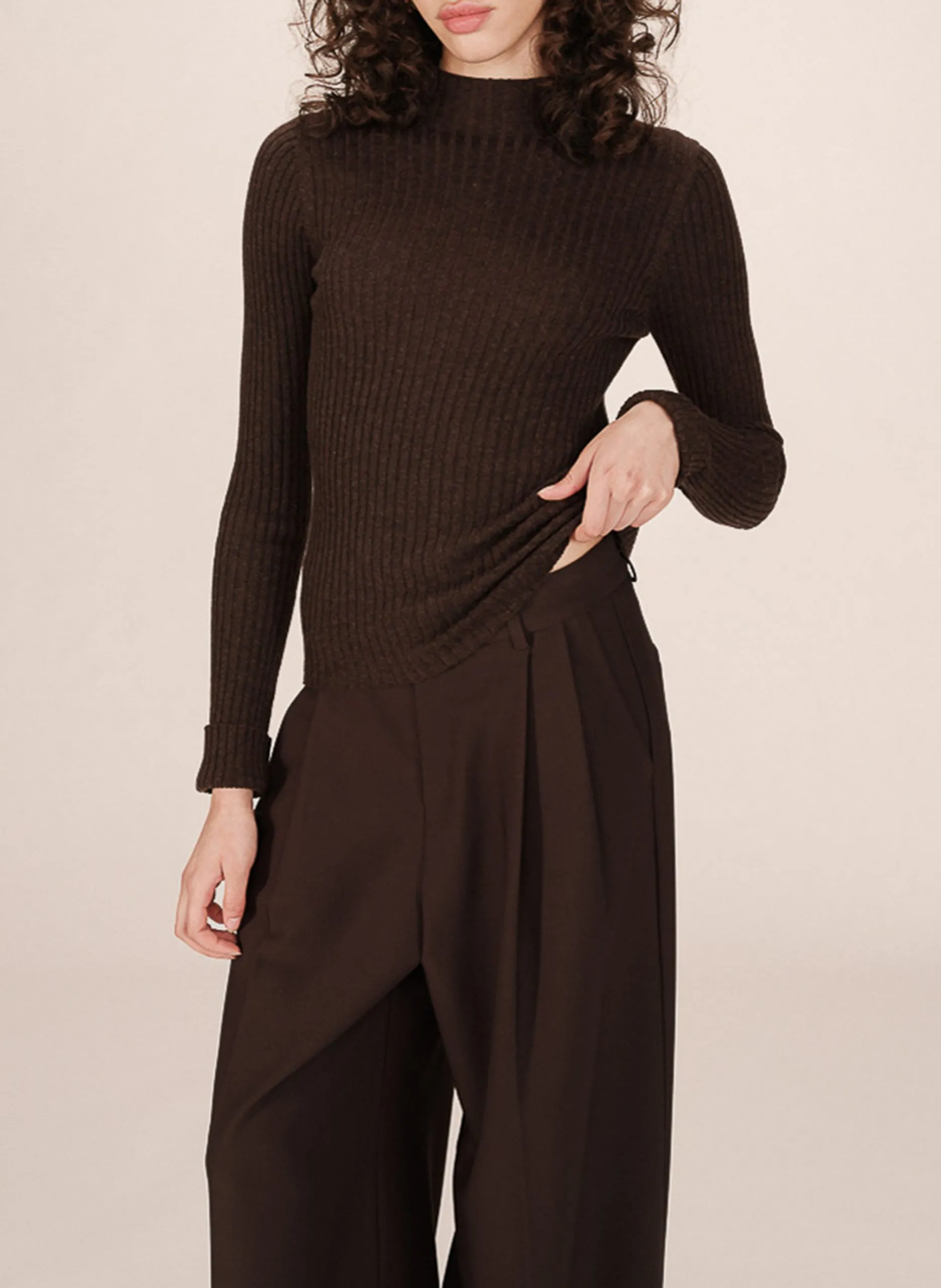 Pull col montant Marron SATURDAY