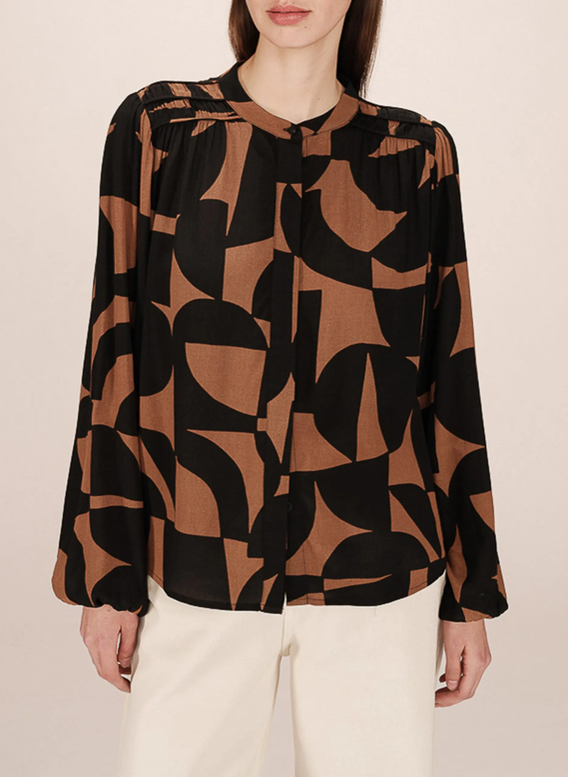 Blouse droite imprimée Marron SORPRESA