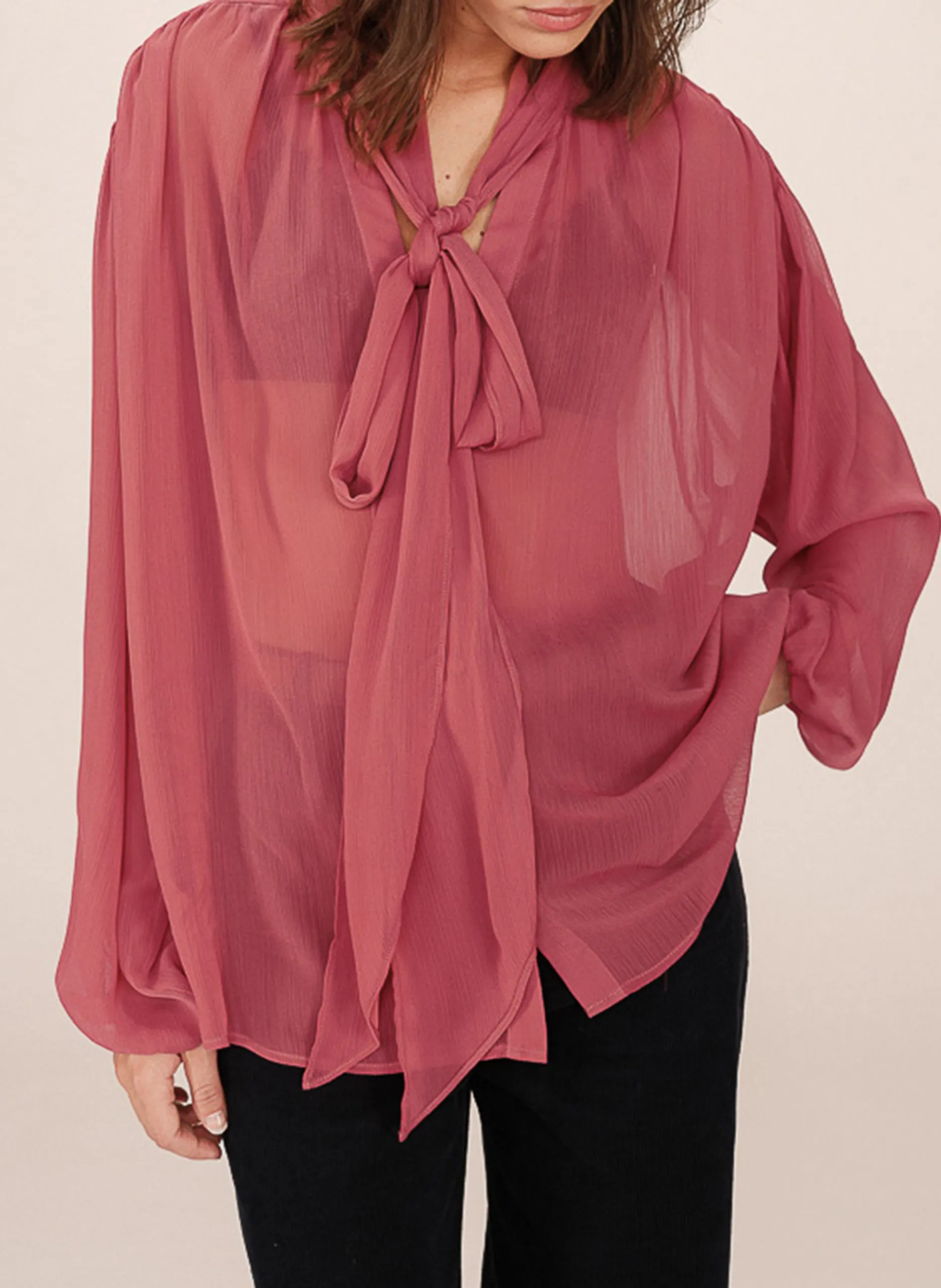 Blouse à col lavallière Rose SPLENDIDE