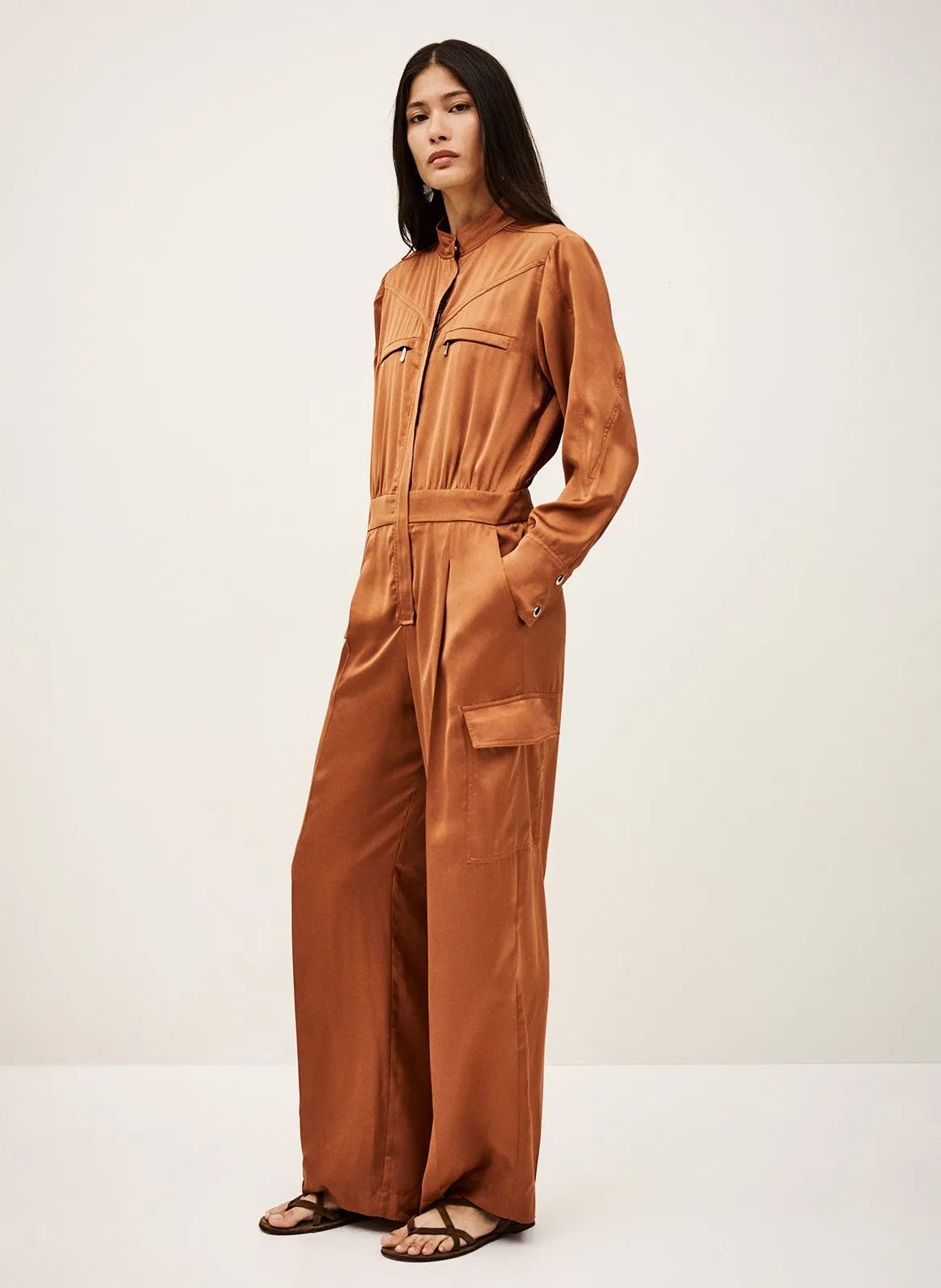 Combinaison droite satinée Rose CARMY