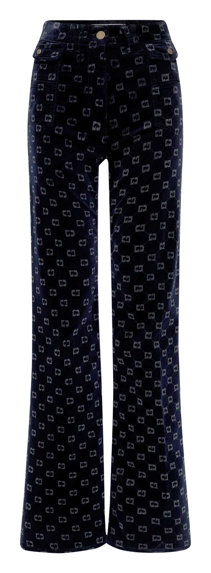 Jean flare en coton mélangé imprimé Bleu ANNA