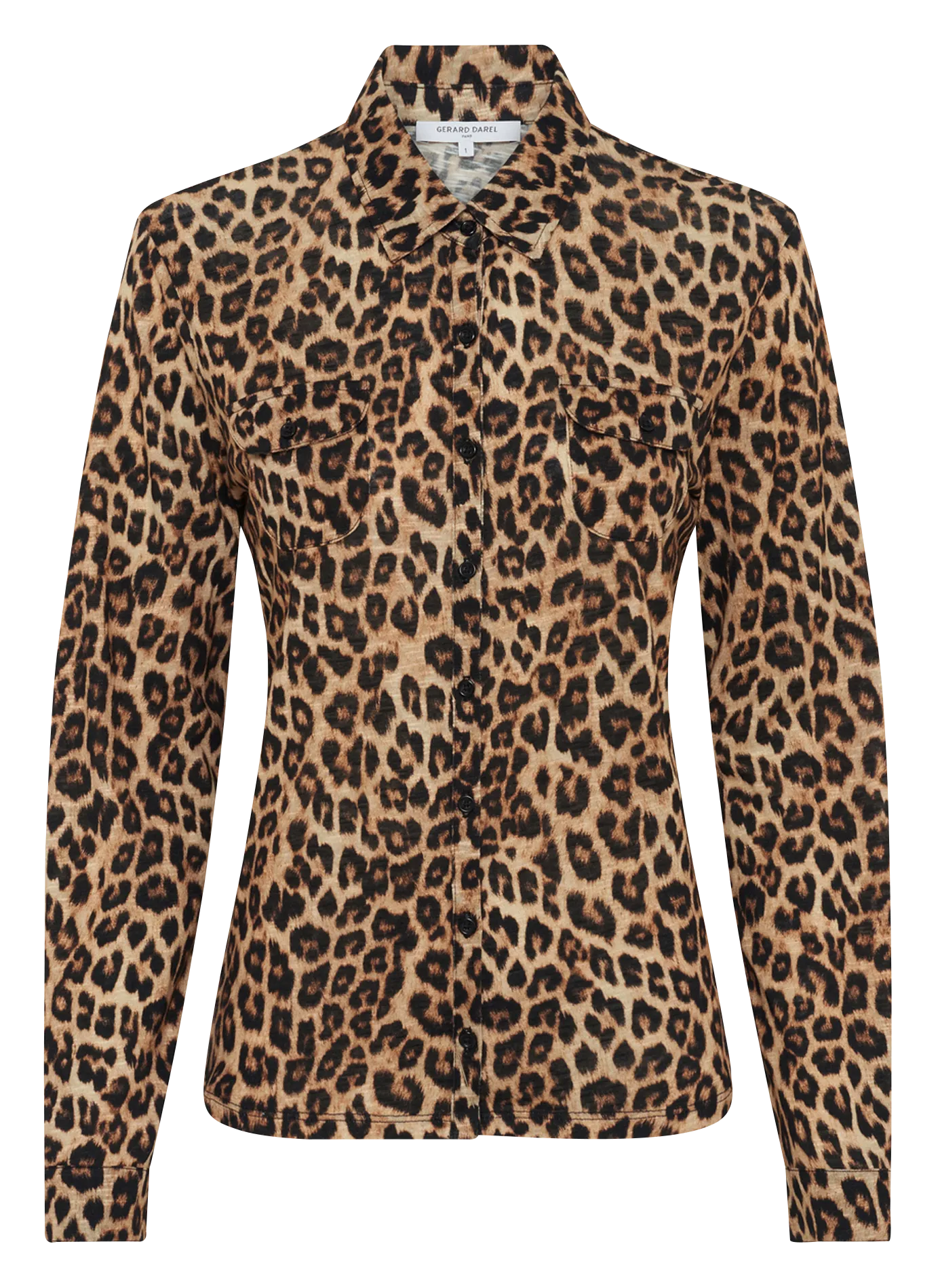 Chemise droite en coton mélangé imprimé Marron HELOISE