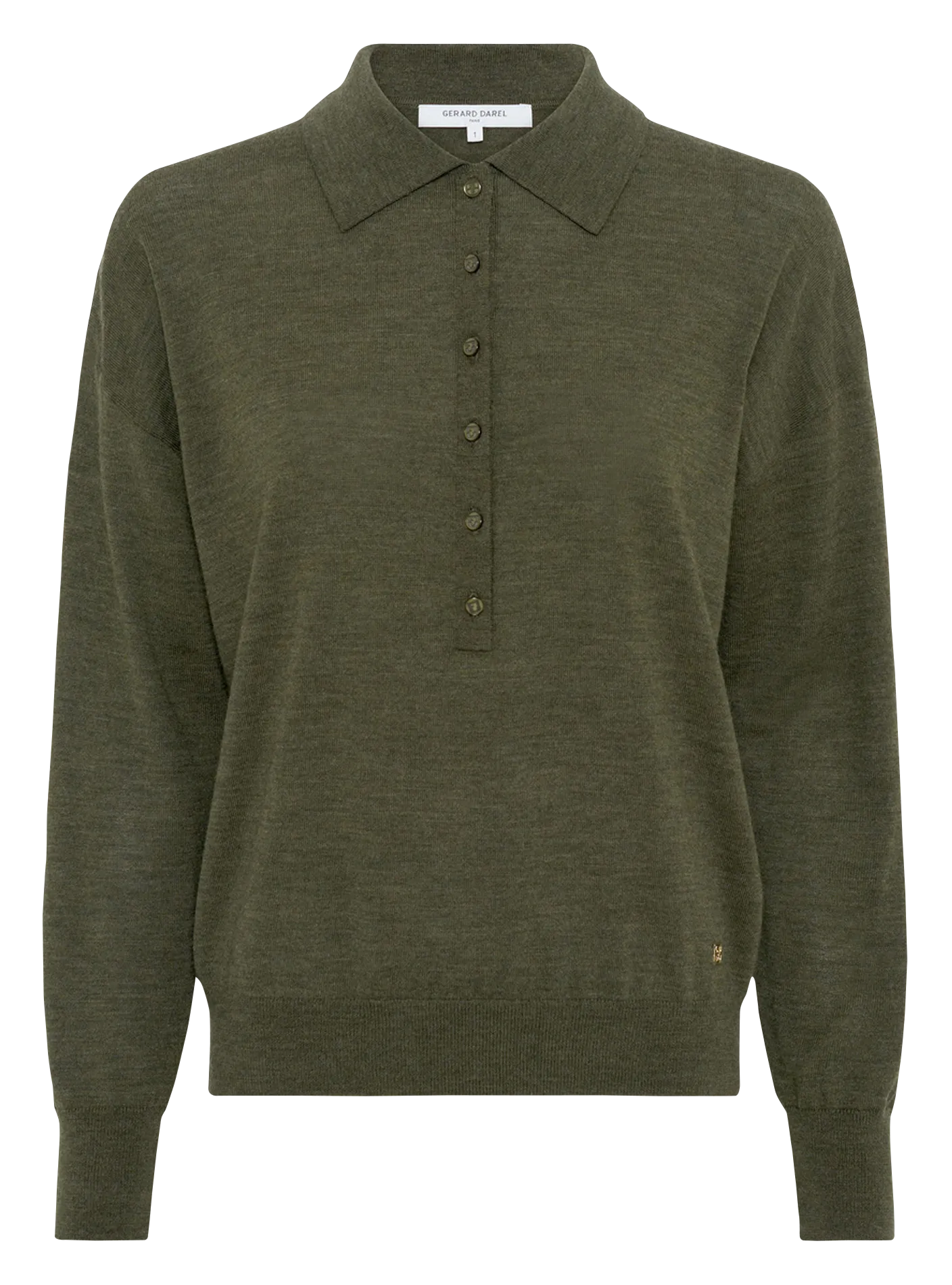 Pull col polo en laine Kaki EMELINE