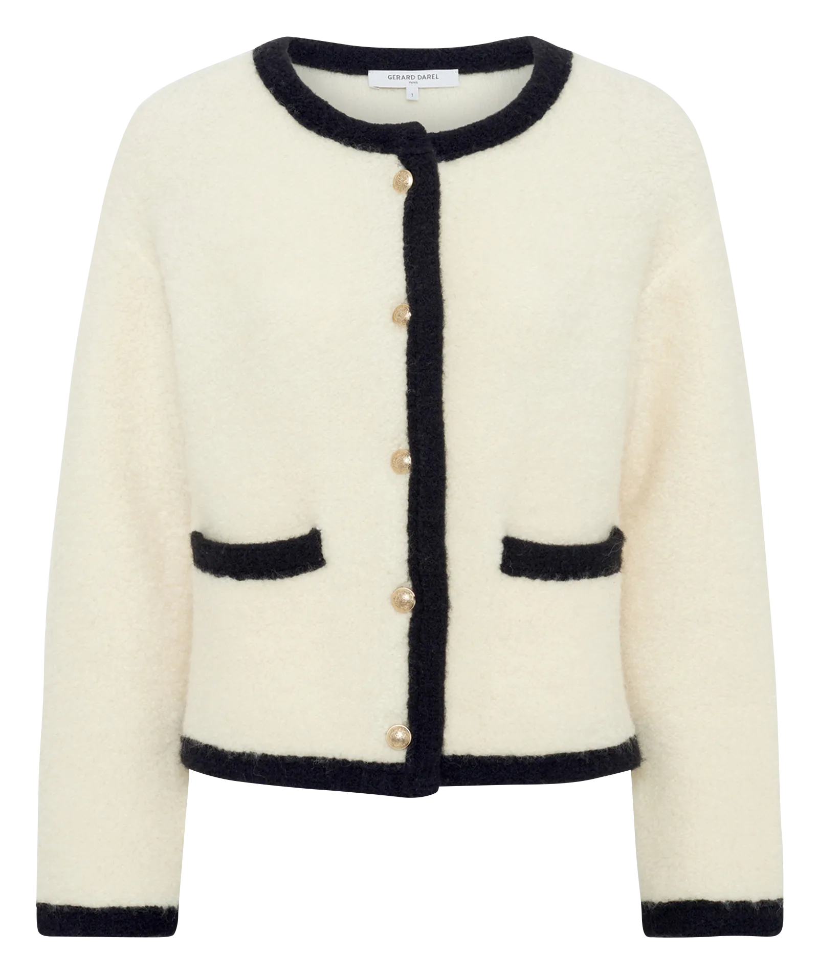 Gilet col rond en laine mélangée Beige EWA
