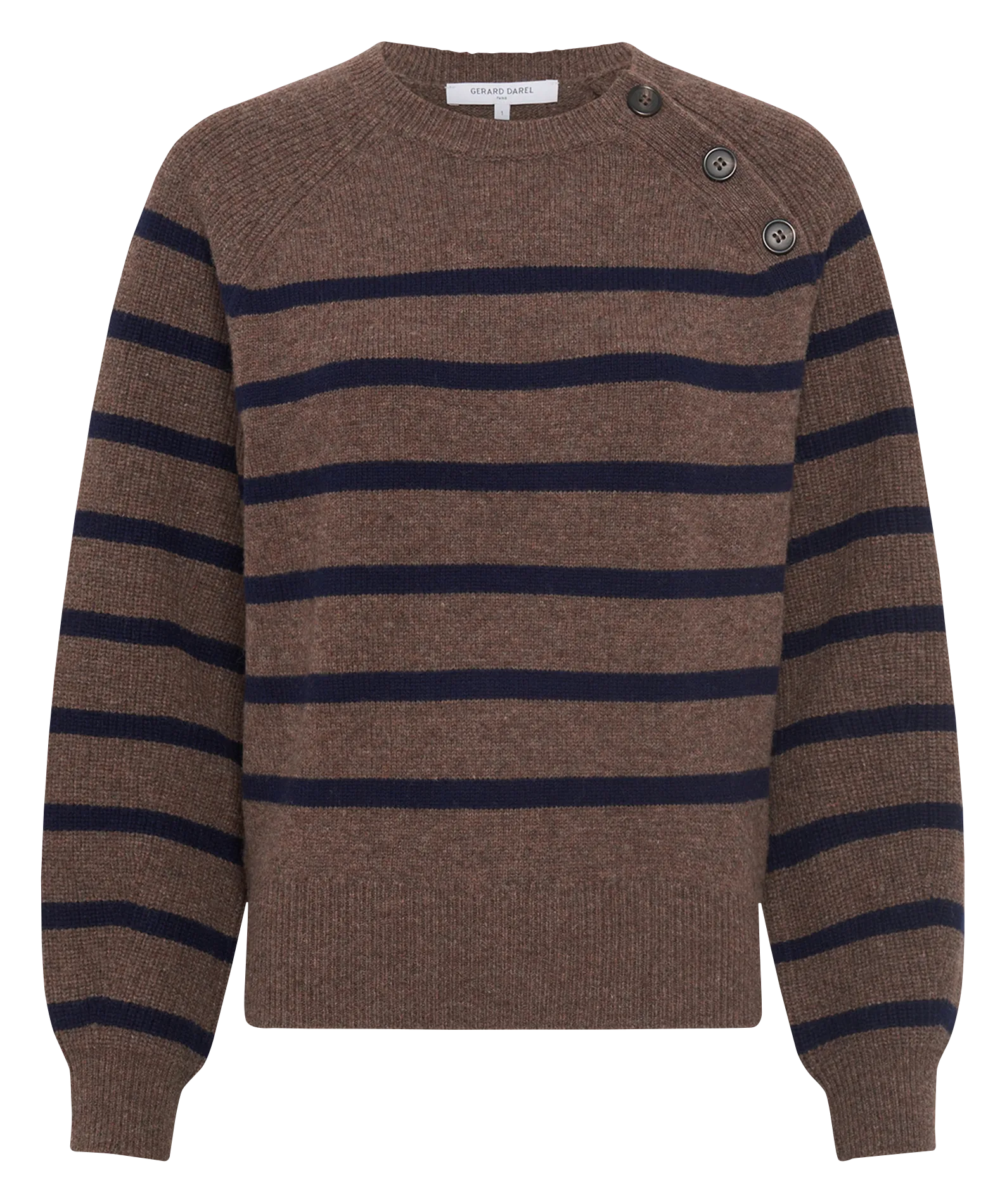 Pull col rond en laine Marron EDITH