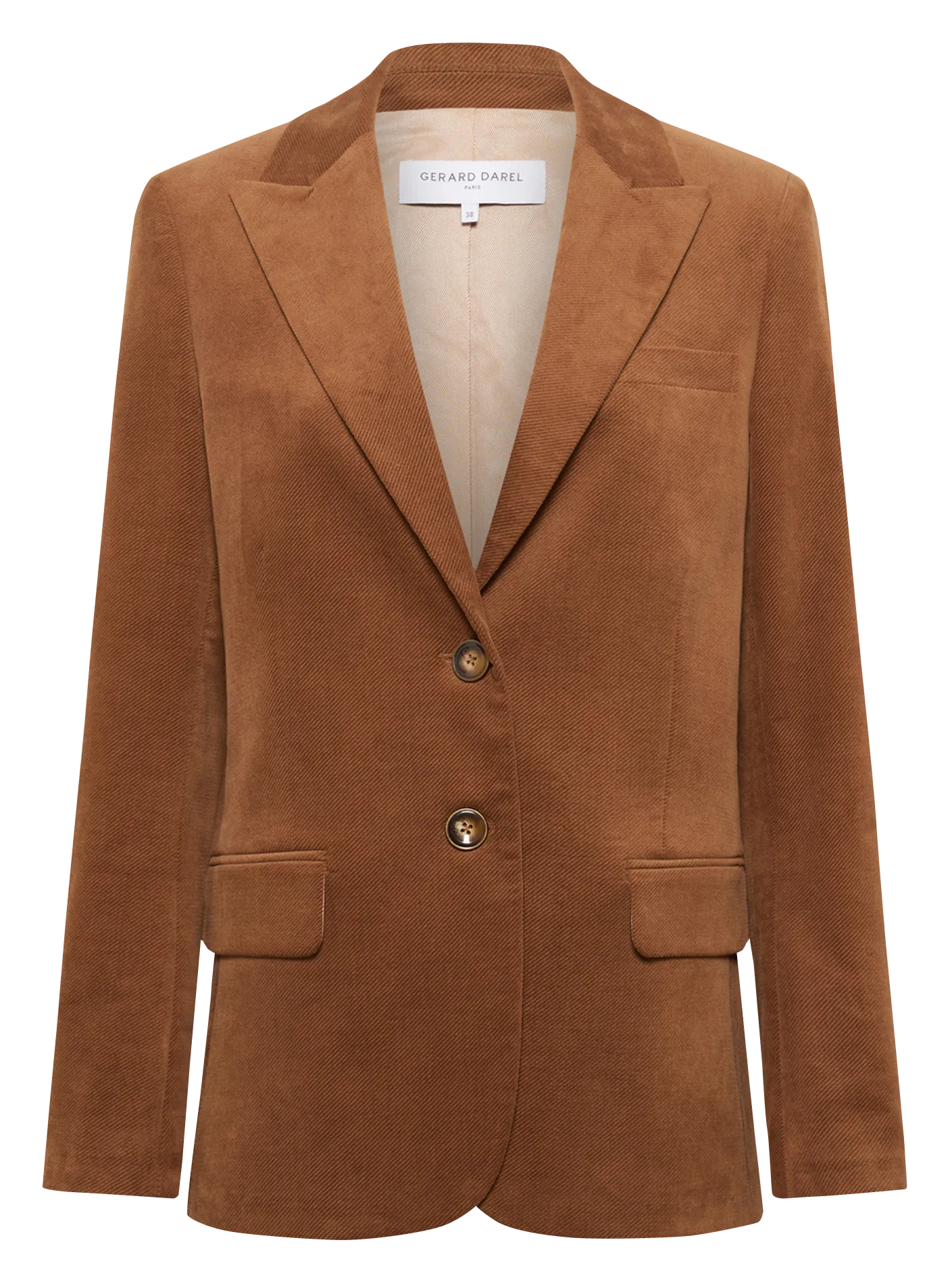 Veste col tailleur en coton mélangé Marron NIAVA