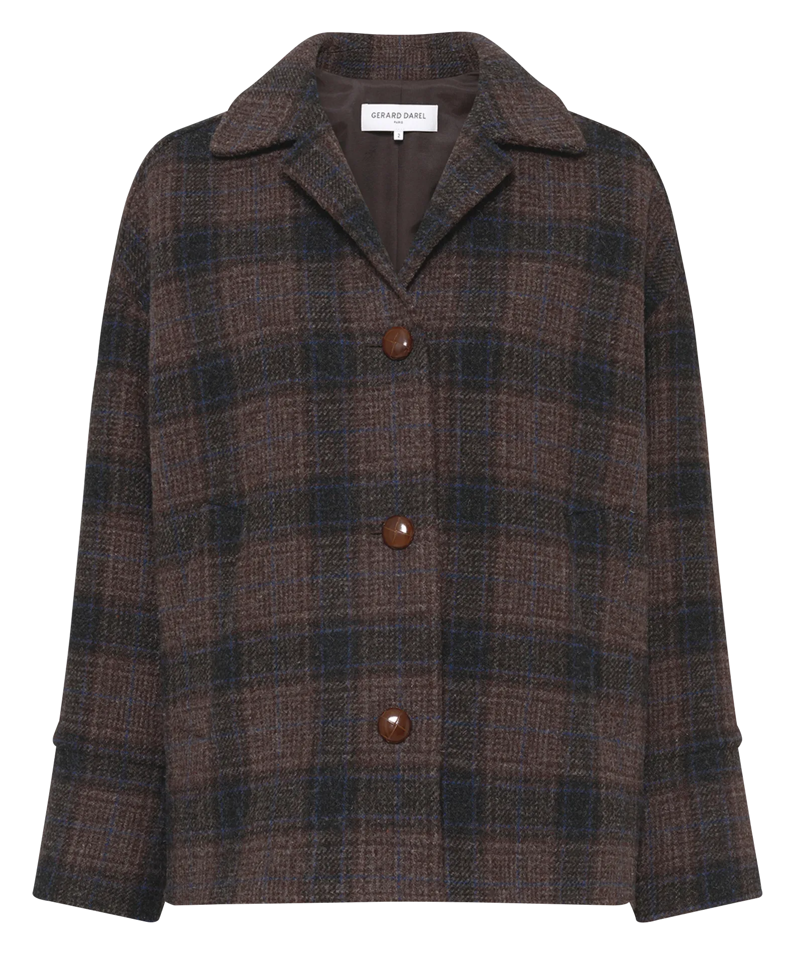 Veste col tailleur à carreaux Marron NERINA