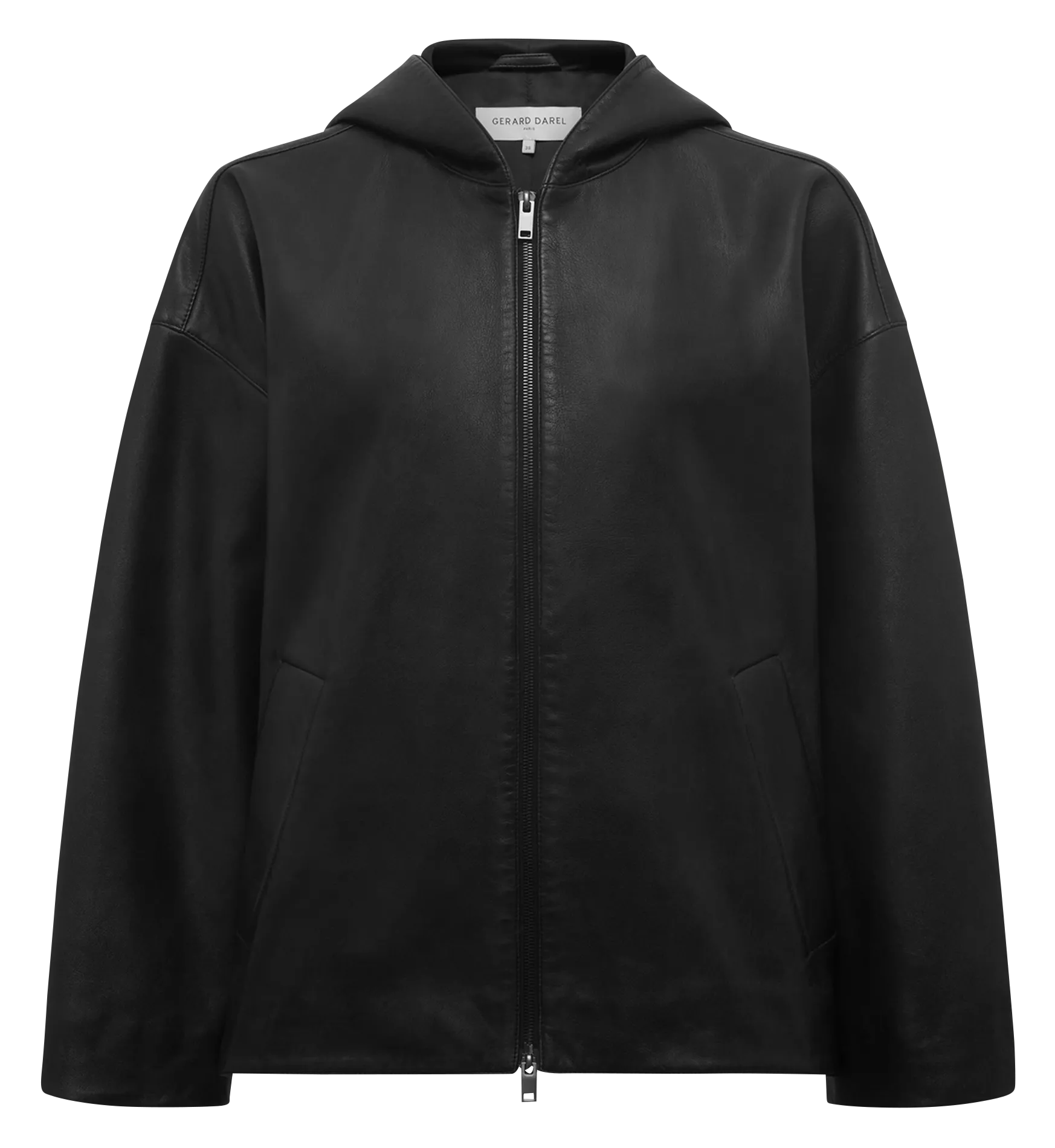 Veste col montant en cuir Noir NABILA