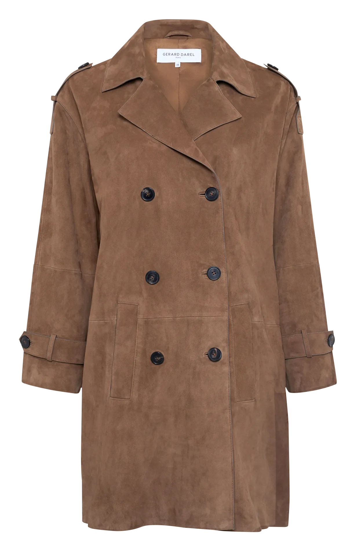 Manteau col tailleur en cuir Marron MANON