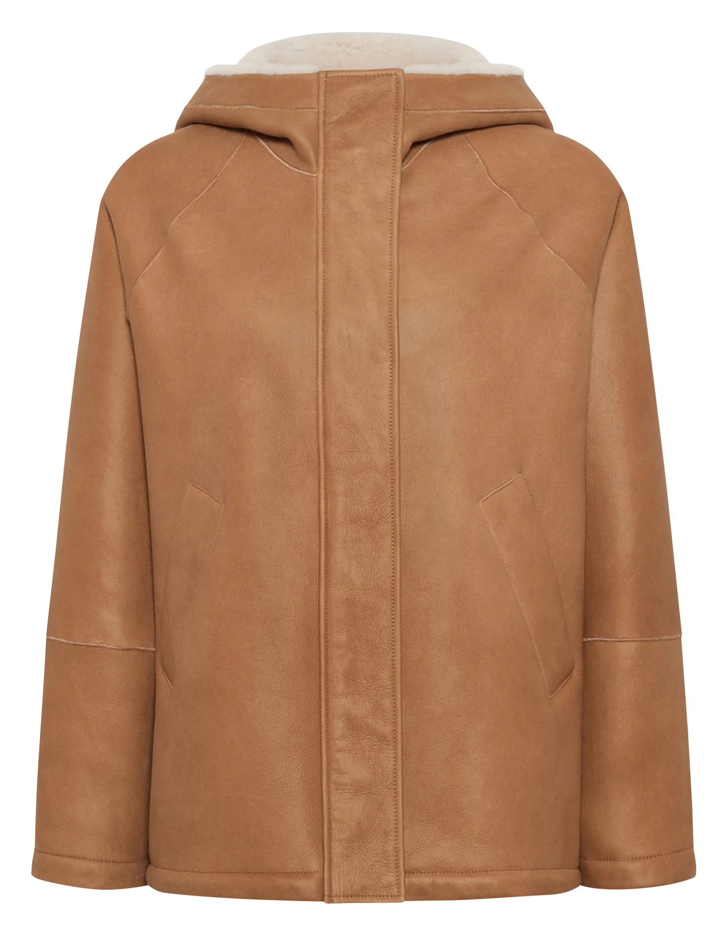 Manteau droit en cuir Marron MARGAUX