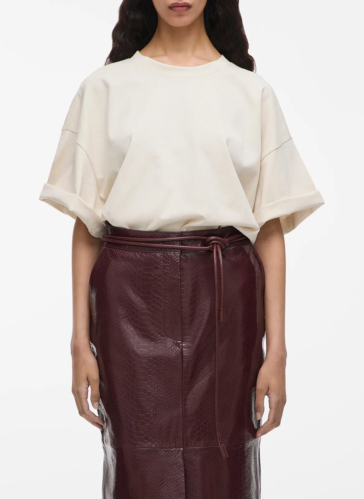 Tee-shirt col rond en coton bio Beige NANNA