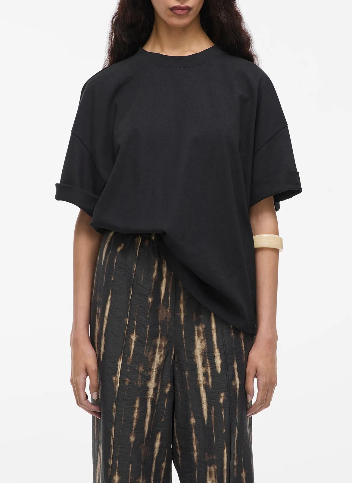 Tee-shirt col rond en coton bio Noir NANNA