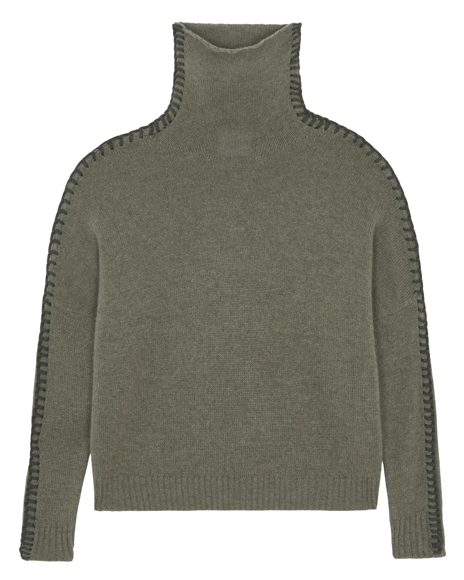 Col roulé ample en cachemire Kaki THEA