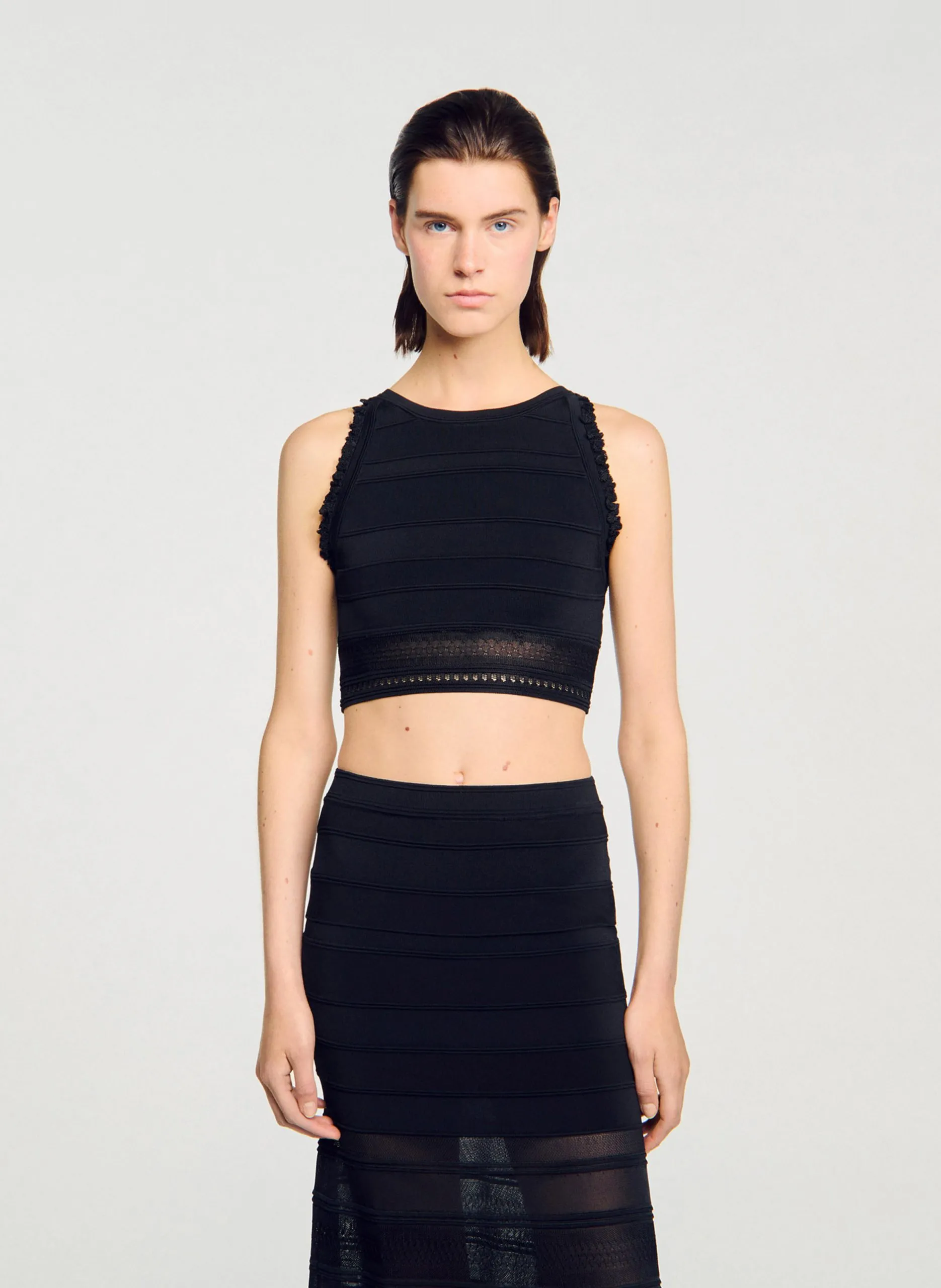 Top moulant court Noir