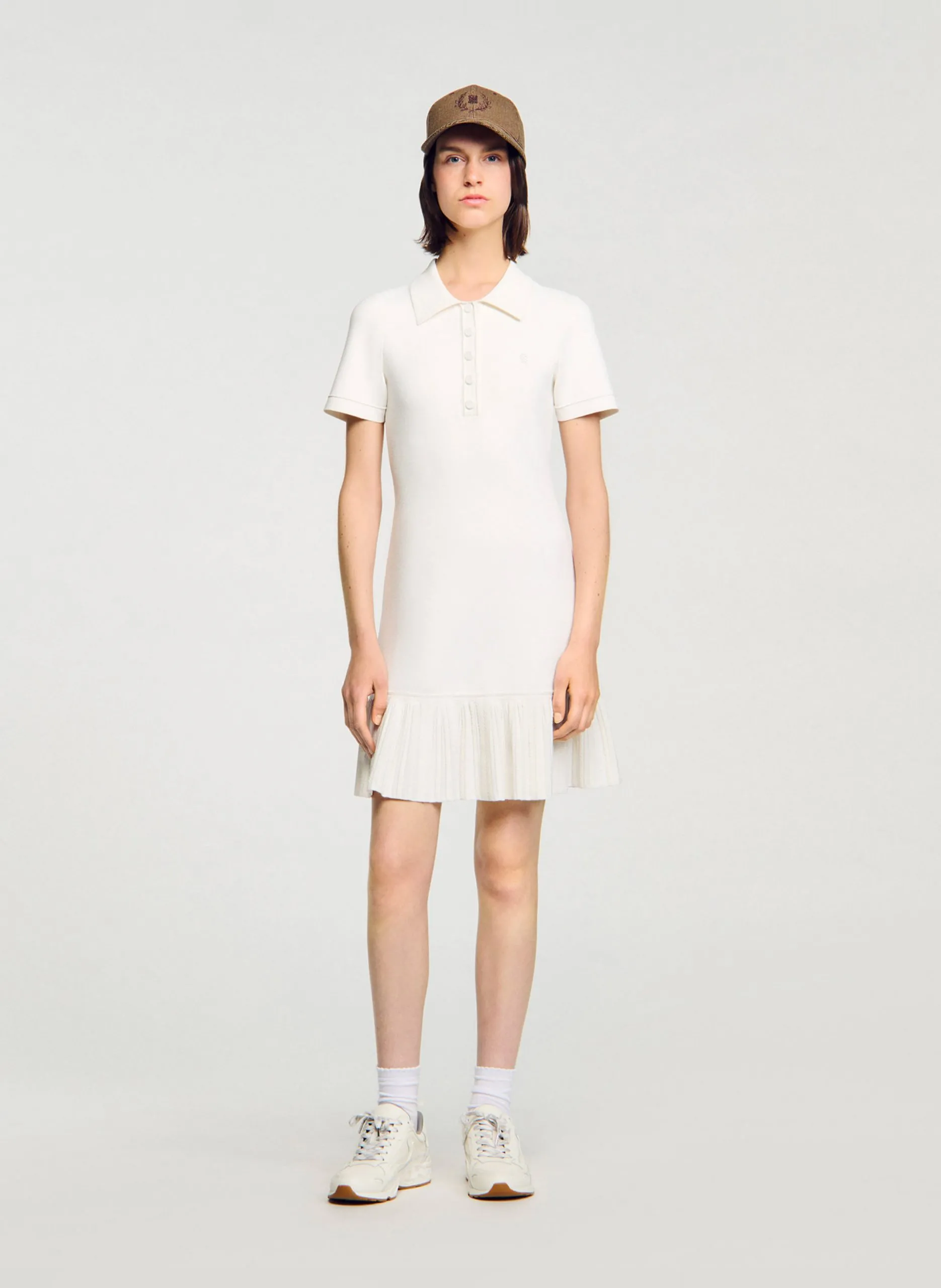 Robe courte col polo Blanc