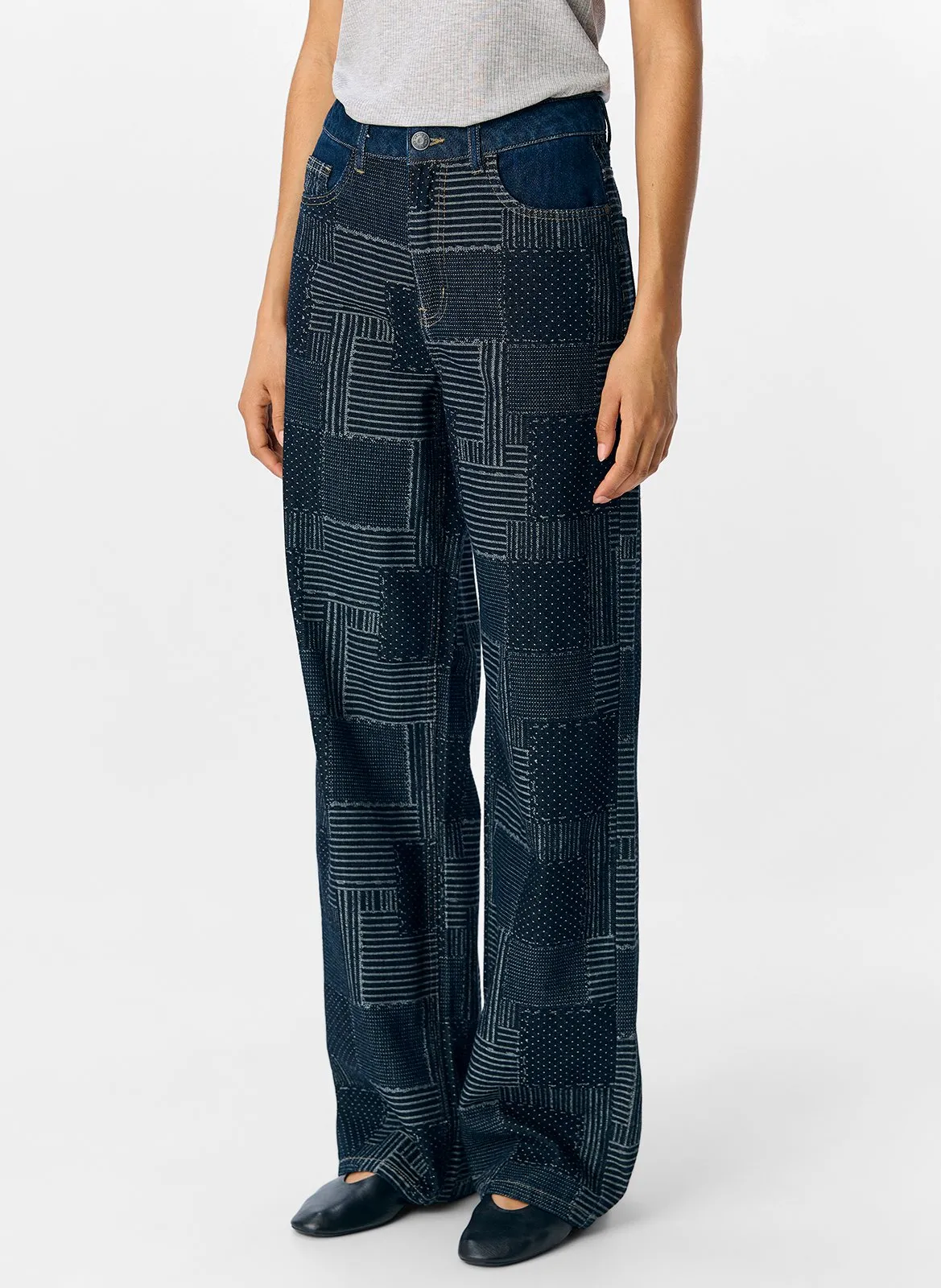 Jean large en coton Bleu MOJI WARA